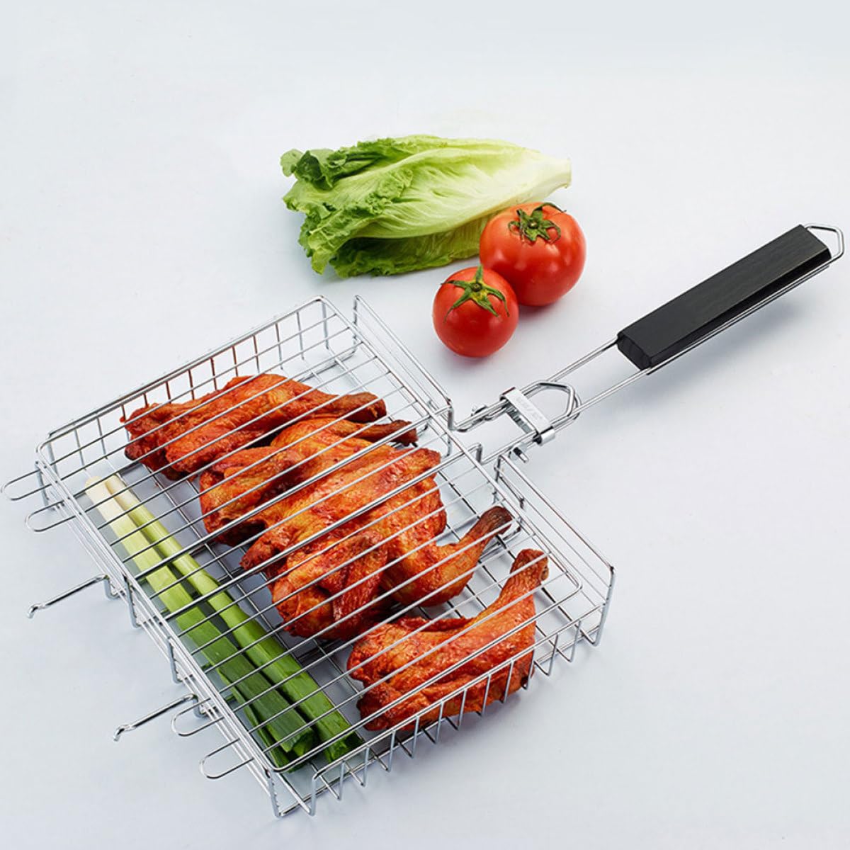 Przenośny stojak do grillowania ze stali nierdzewnej – kompaktowe narzędzie składane do gotowania na świeżym powietrzu, grillowania ryb i kurczaków, idealny na kemping i tailgating