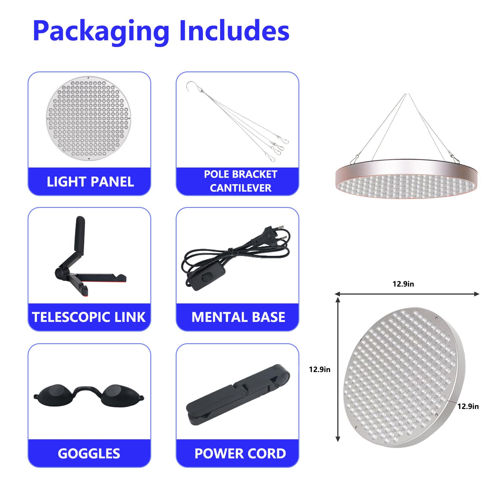 Solarium para el Hogar 50W 250 LED 460NM Portátil Lámpara de Bronceado Plegable Soporte Ajustable