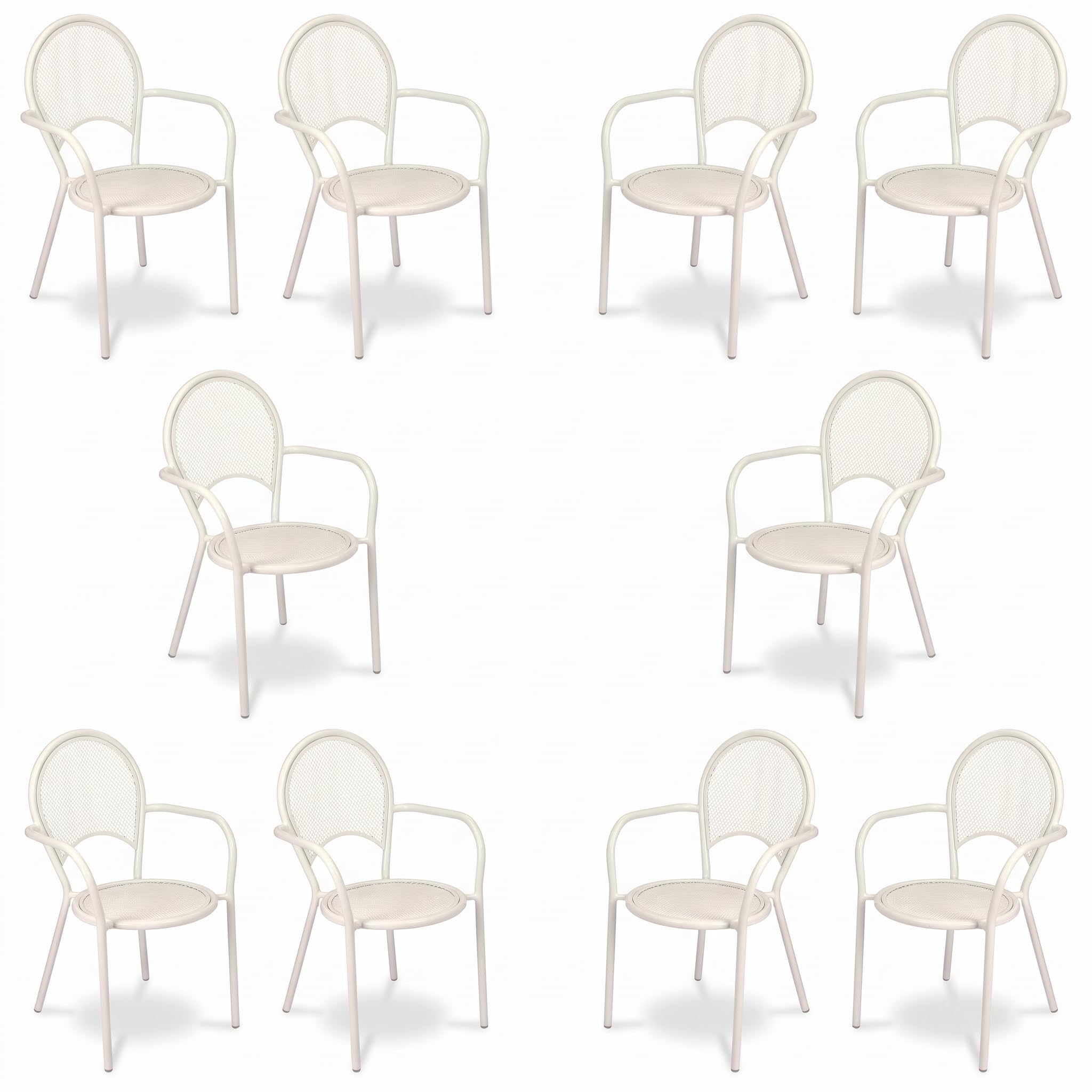 Silla Jardín Exterior Apilable, Sillón Resina Blanca Resistente UV