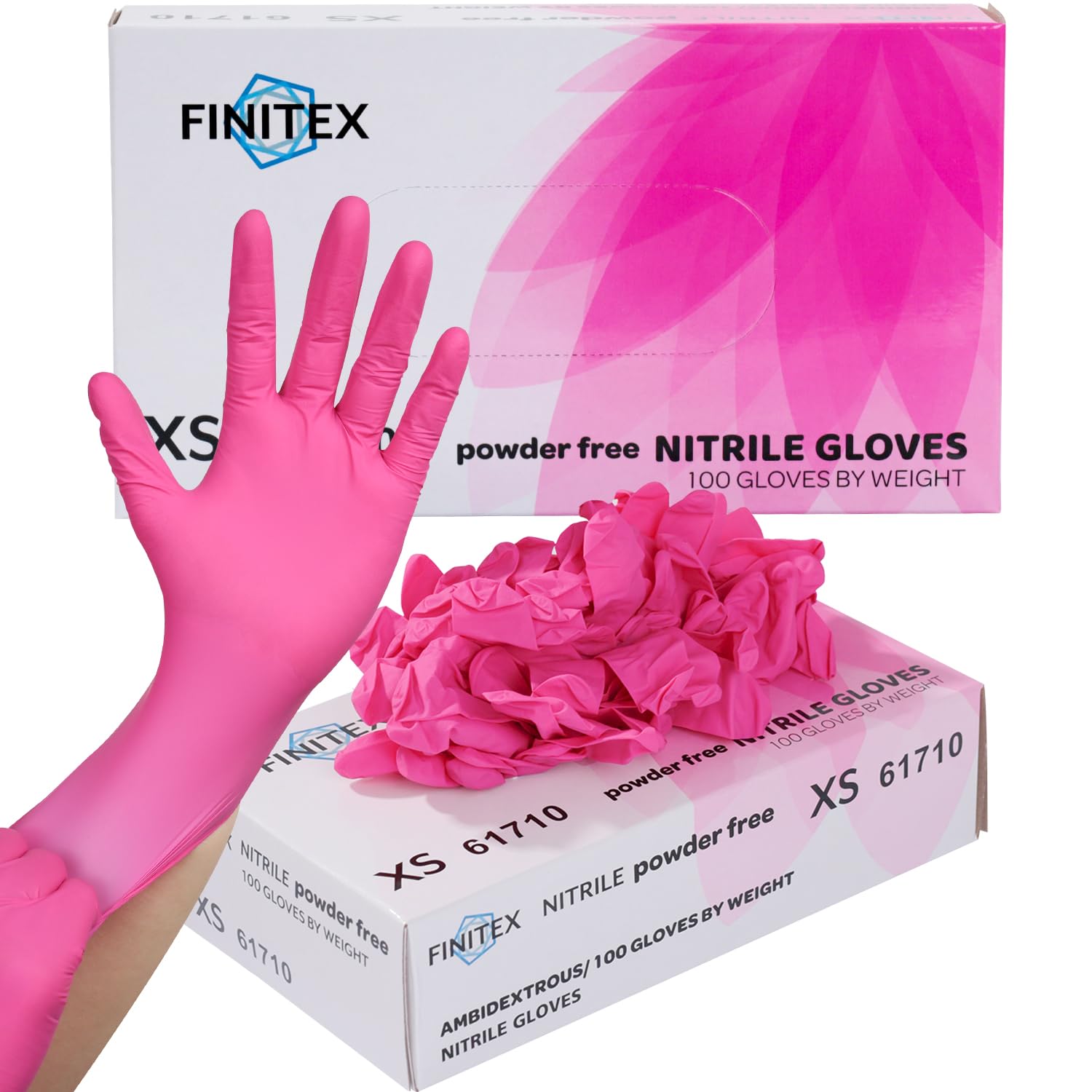 FINITEX Nitrile Disposable Latex-Free Gloves - 3.5mil 100PCS Powder-Free Latex Free Cleaning Medical Exam Food Gloves