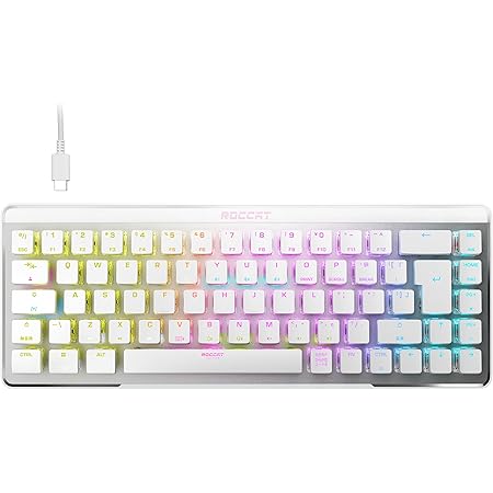 ROCCAT ゲーミングキーボード Vulcan II Mini Air 日本語配列(ISO) ワイヤレス 2.4GHz/Bluetooth ホワイト/白 ミニ(65%) オプティカル リニア RGB カスタマイズ オンボードプロフィール【日本正規代理店品】