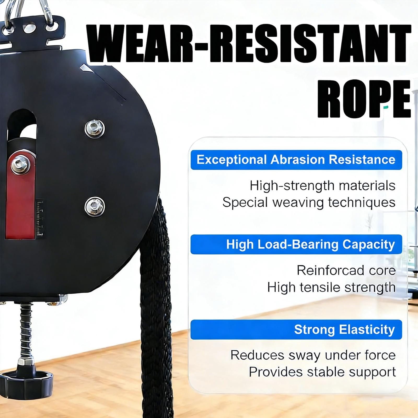 Entrenador De Cuerda Sin Fin | Siste-ma De Poleas De Cable PortáTil Con Resistencia Ajustable | MáQuina De Cuerda Para Escalar, Equipo De Gimnasio En Casa Para Ejercicios De Agarre, Brazos