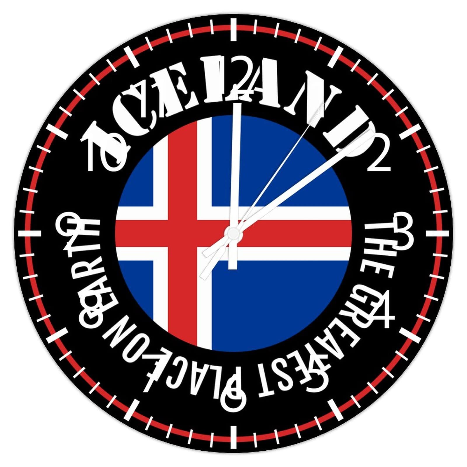 Horloge drapeau de l'Islande en PVC, cadeau idéal voyageur