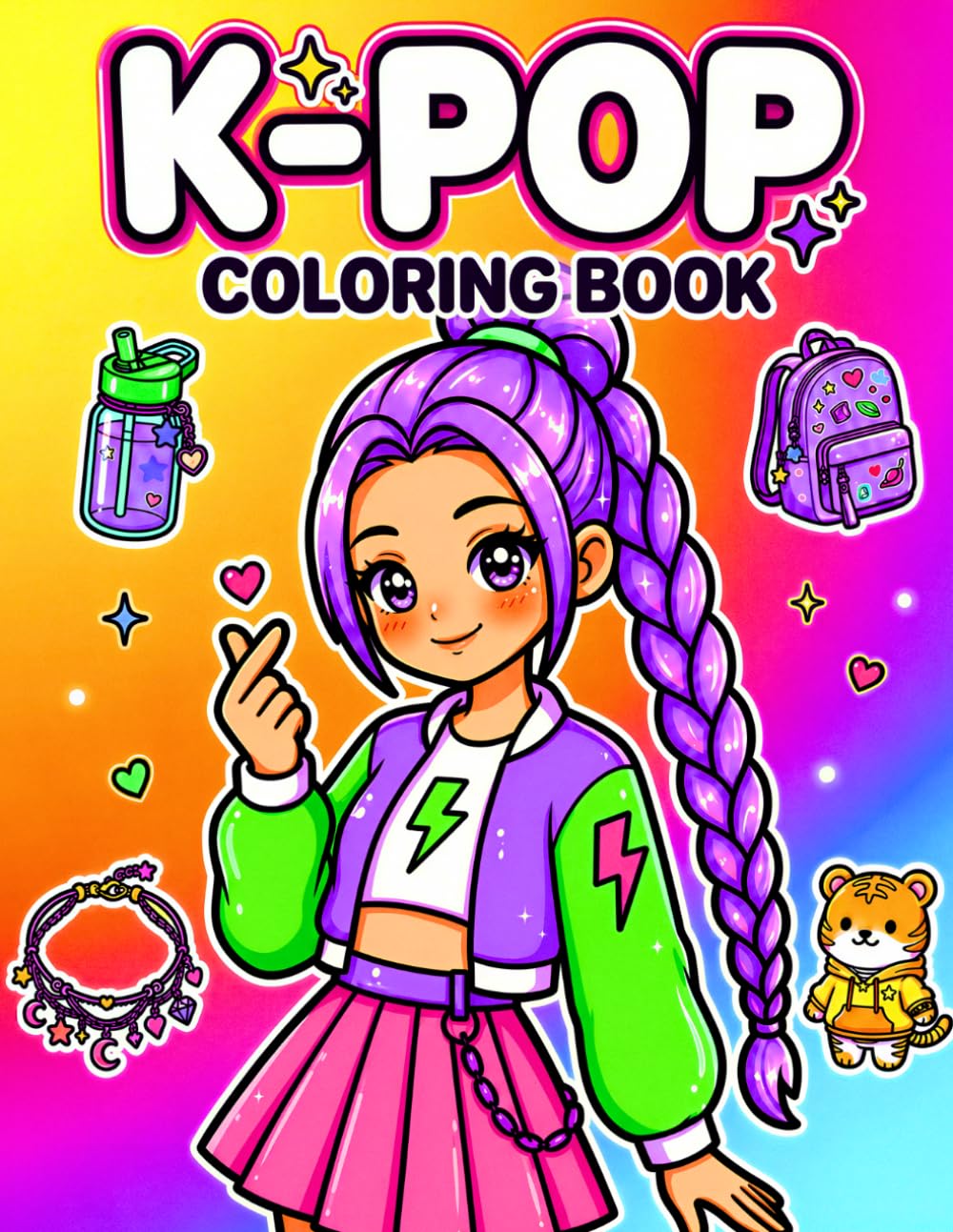 KPop Coloring Book & K-Pop Kids' Superfan Activity: K Pop Fan Gift | Anime Girl Stuff, Idol Lifestyle & Cool Merch | Little Fans' Golden Collection | Cute, Bold, Easy & Relaxing KPop Gift for Girls