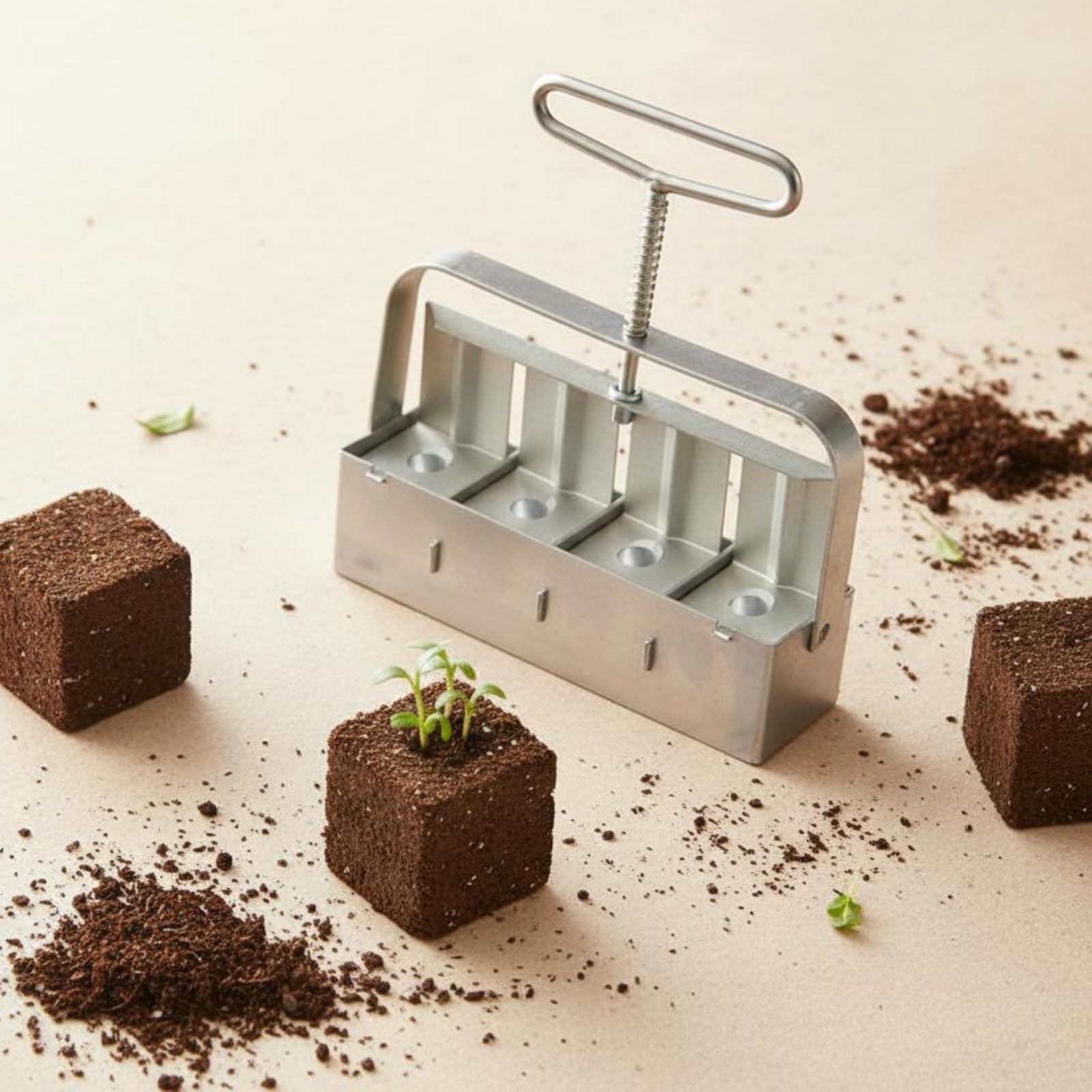 KESOTO Appareil à Motte Terre Maniable avec Quatre Alvéoles pour Créer s Cubes Semis sur la Table Jardinage