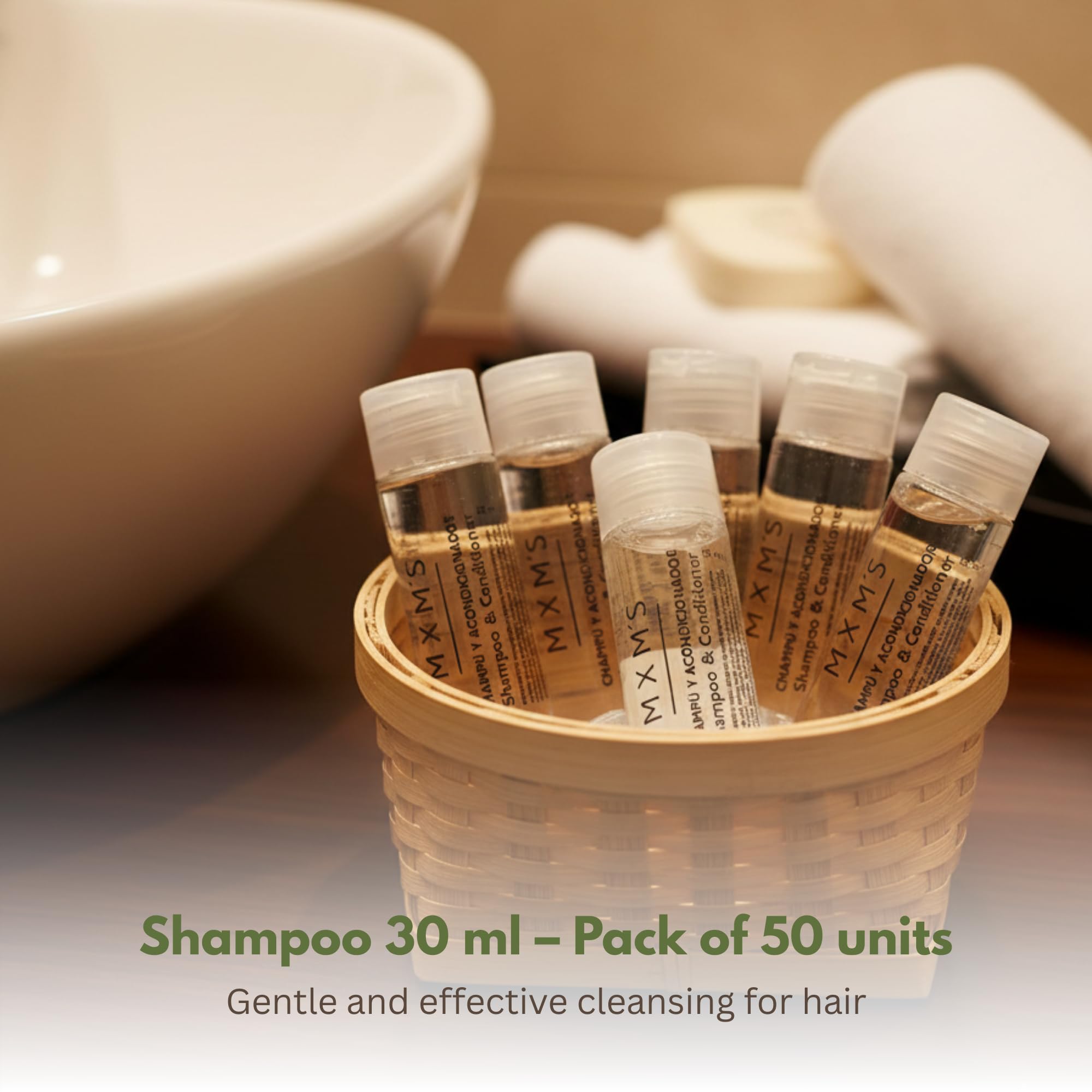 50 Flacons Shampooing 30 ml – Amenities Salle de Bain Monodose, Soin et Nettoyage des Cheveux, Format Voyage, Pack Hôtel, Kit Accueil, Recharge Rapide Hébergement