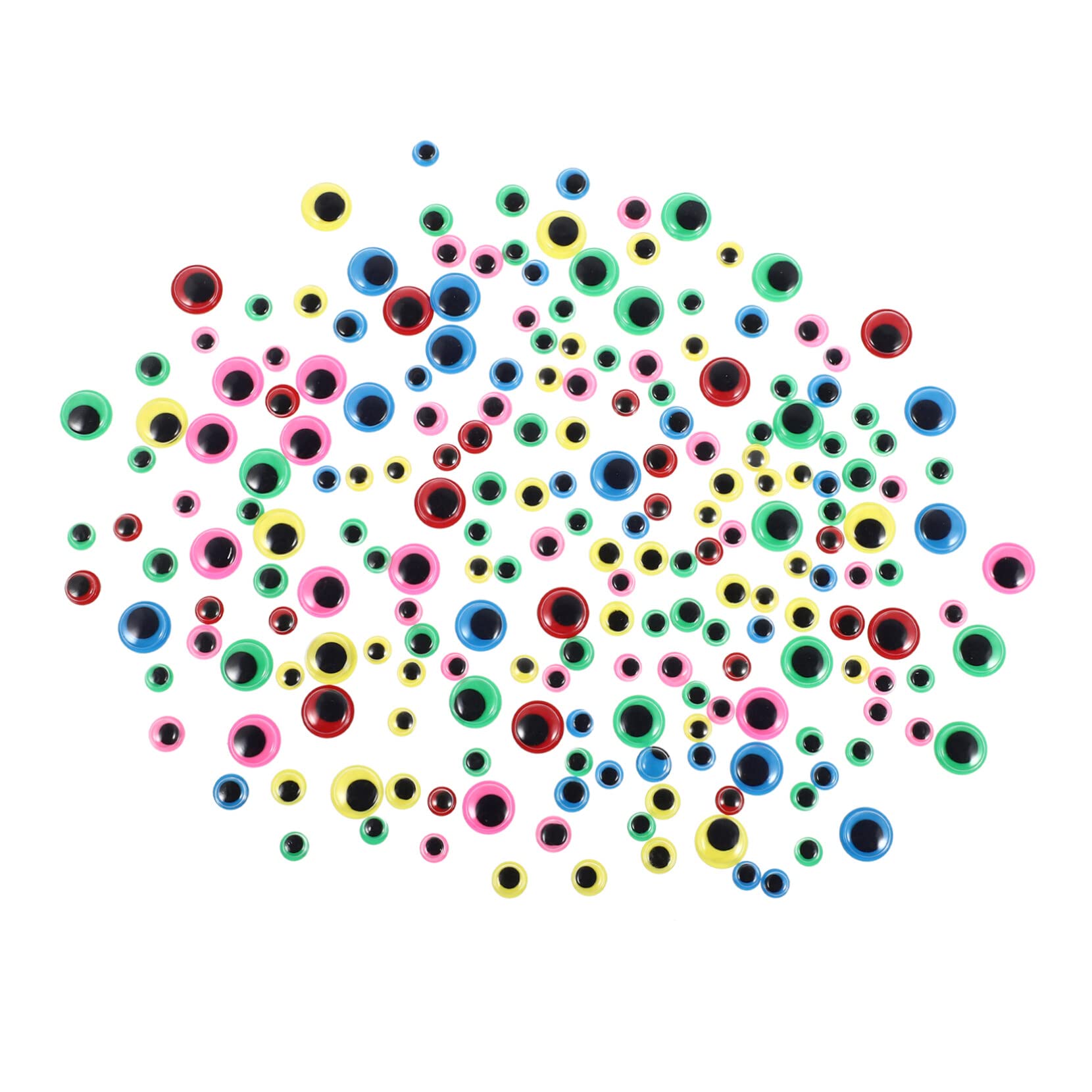 COHEALI Unique Shape Patterns 200pcs Self-Adhesive Googly Wiggle Eyes Craft Sticker Sparkle Doll Eye Stickers