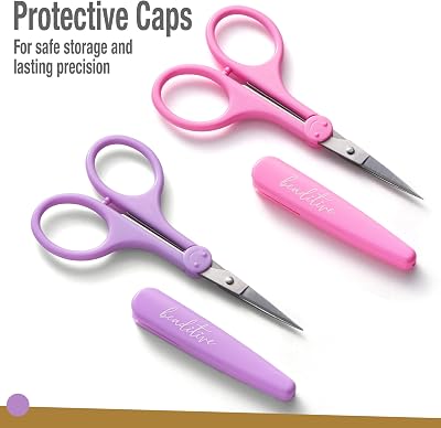 High Precision Detail Scissors Set (2-Pc) Sharp, Fine Tips | Paper Cutting, Scrapbooking, Sewing, Crafting | Stainless Steel | Protective Cover (Pastel)