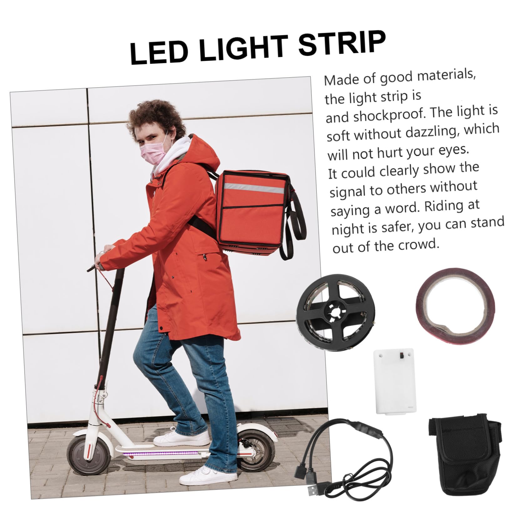 Cabilock Striscia LED per Monopattino Elettrico Accessorio Ricambio con Colla Sigillata Facile da Installare senza Forare Adatta per Superfici Lisce e Resistente Pioggia