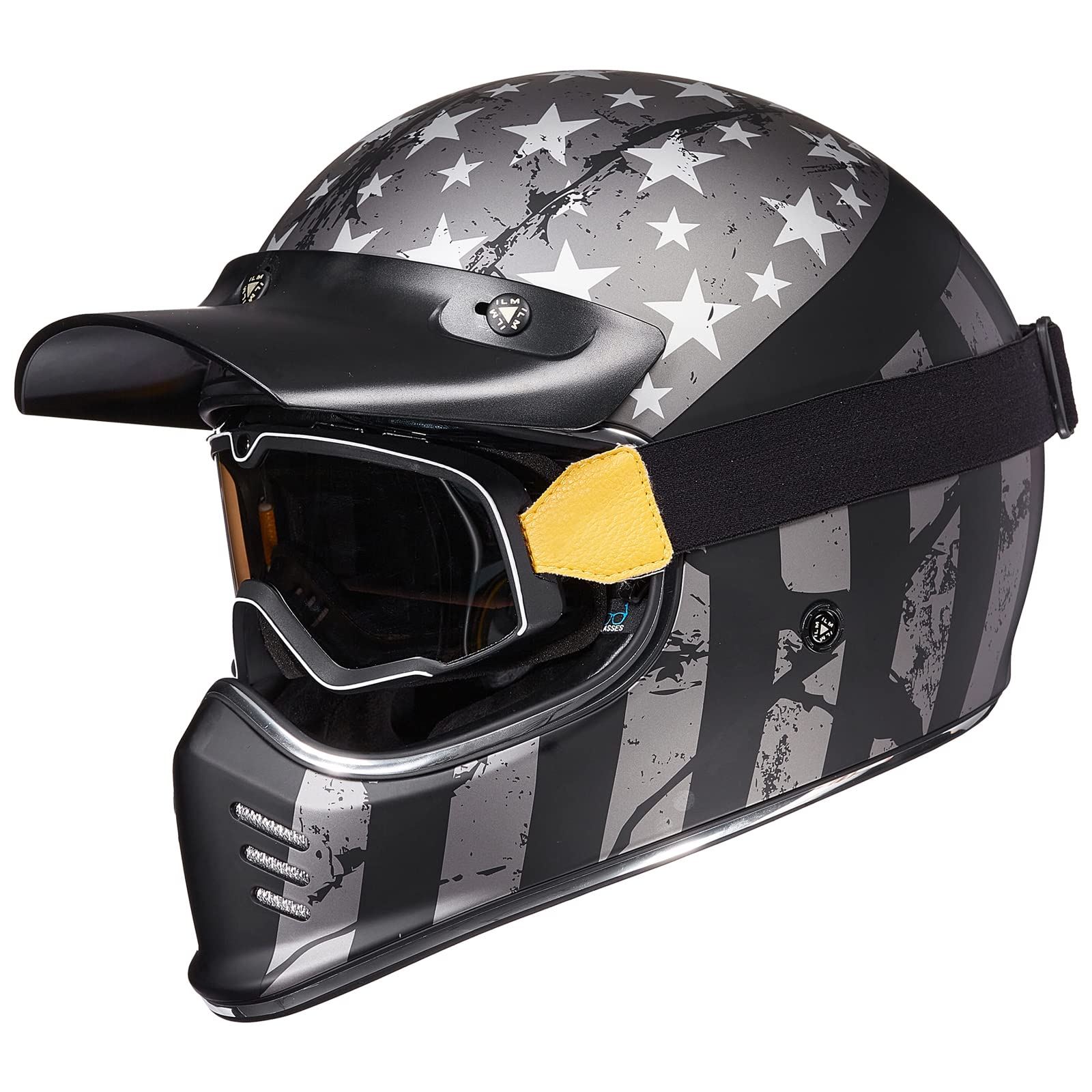 ILMVintage Full Face Motorcycle Helmets for Adults Men Inner Visor Compatible for Moped ATV Cruiser Scooter DOT Model Z502(Green, XXL)