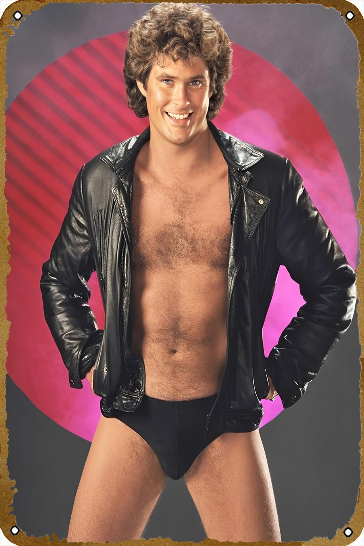 Vintage-Art Retro David Hasselhoff Retro Funny Metal Tin Sign Wall Art Poster Wall Signs For Bars Cafes Pubs Men Caves Wall Plates Wall Decor Gift 8x12 Inches