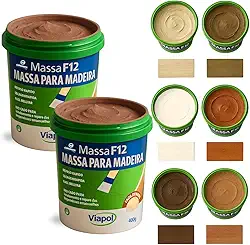 KIT 2 Massa F12 De Calafetar E Correção Madeira 400g - Cores (JATOBA)