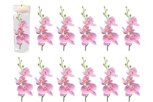 ARDUX 12 Pack Lifelike Pink Orchid Artificial Flowers