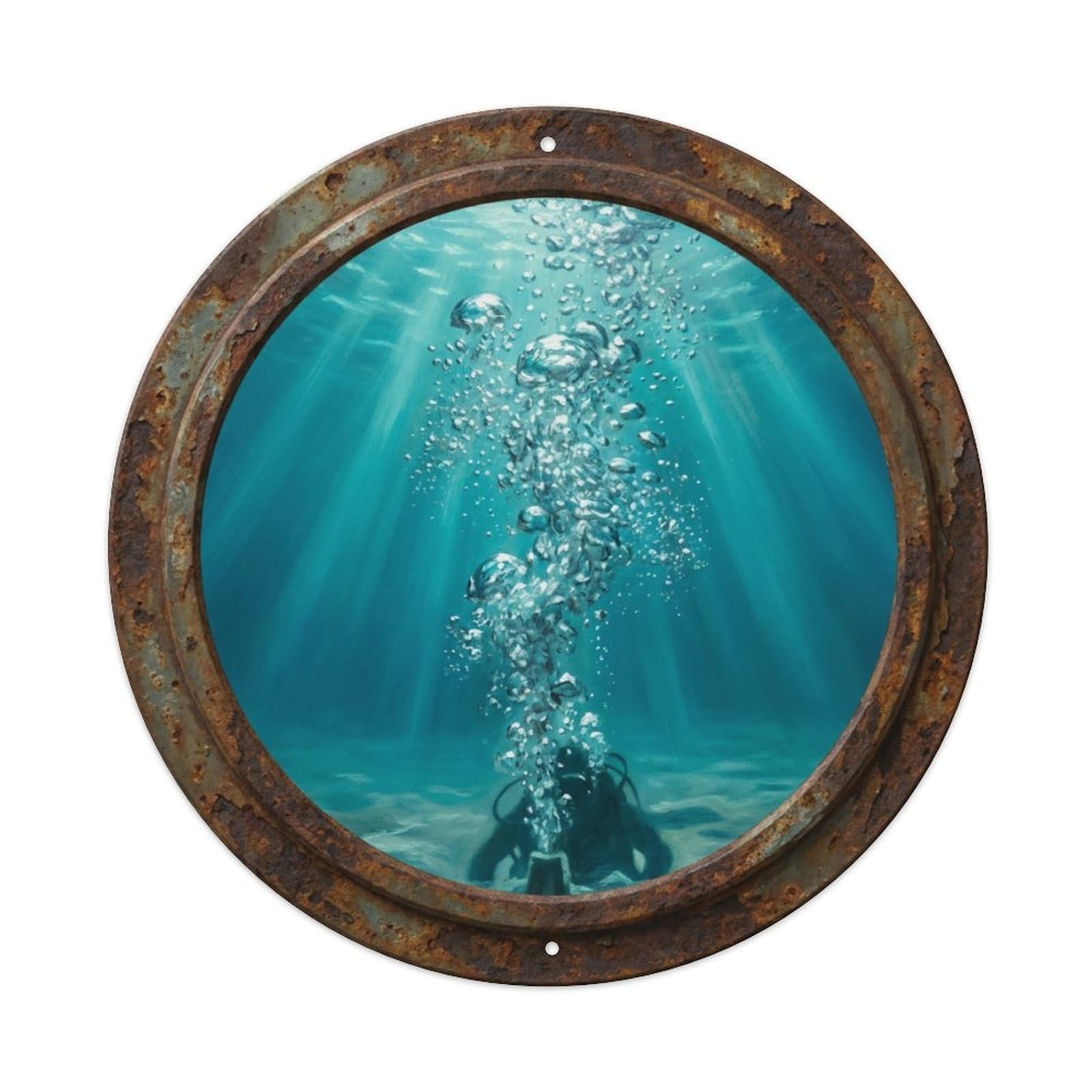 Vintage Porthole Bubble Stream Ship Window Undersea Deep Sea Metal Tin Sign