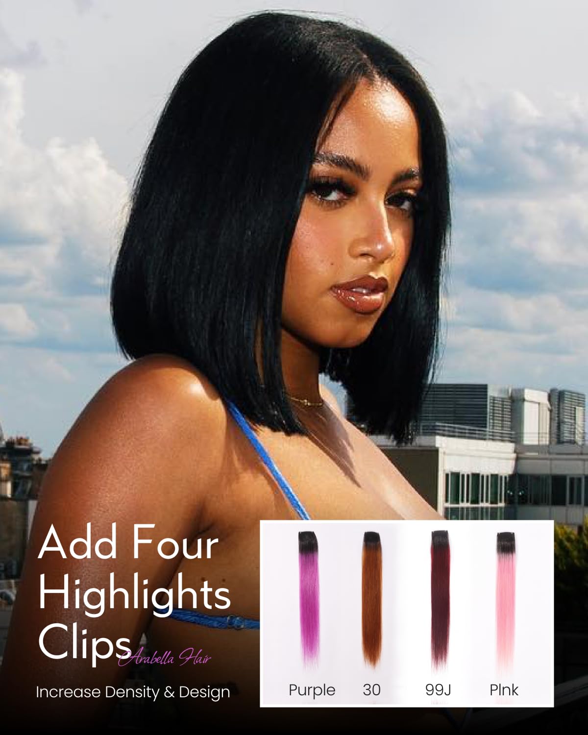 Arabella 12inch 6x6 Bob Wig Human Hair and 4 Pcs 1B/99J Clip in Hair Extensions Ready to Go Glueless Wig Real 210% Density Straight Glueless Bob Wigs Human Hair Pre Cut Lace Pre Bleached Tiny Knots