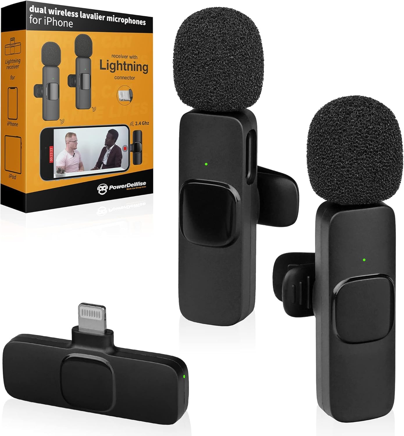 PowerDeWiseProfessional Wired Lavalier Lapel Microphone for iPhone, iPad - Omnidirectional Condenser Recording Mic for Video Podcast Vlog YouTube