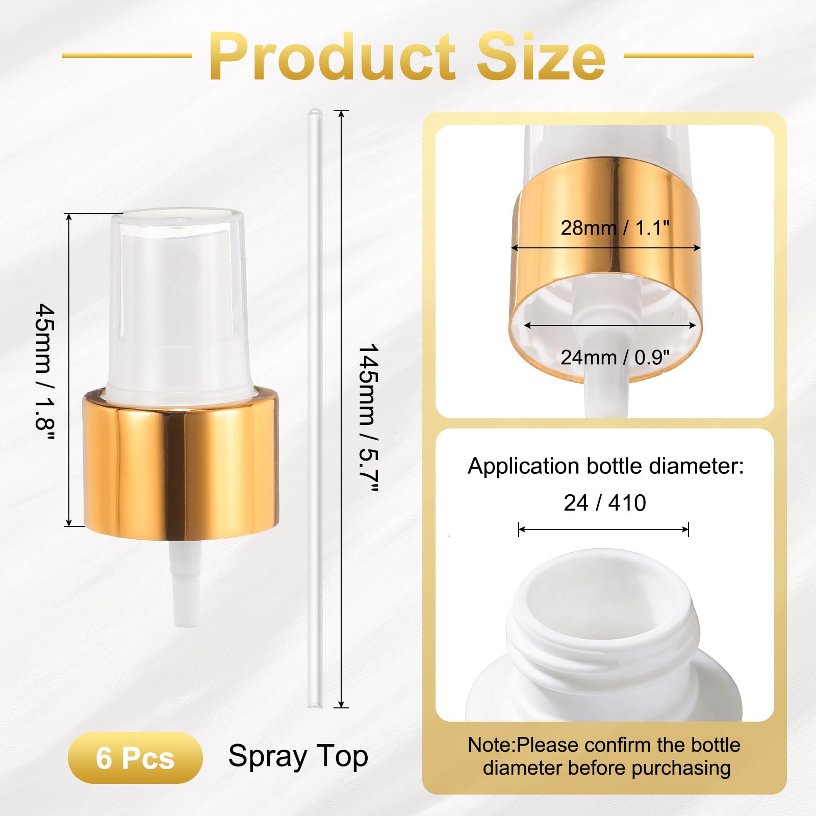 Amazon.com: uxcell 6 Pcs Gold White Spray Top, 24/410 Fine Mist