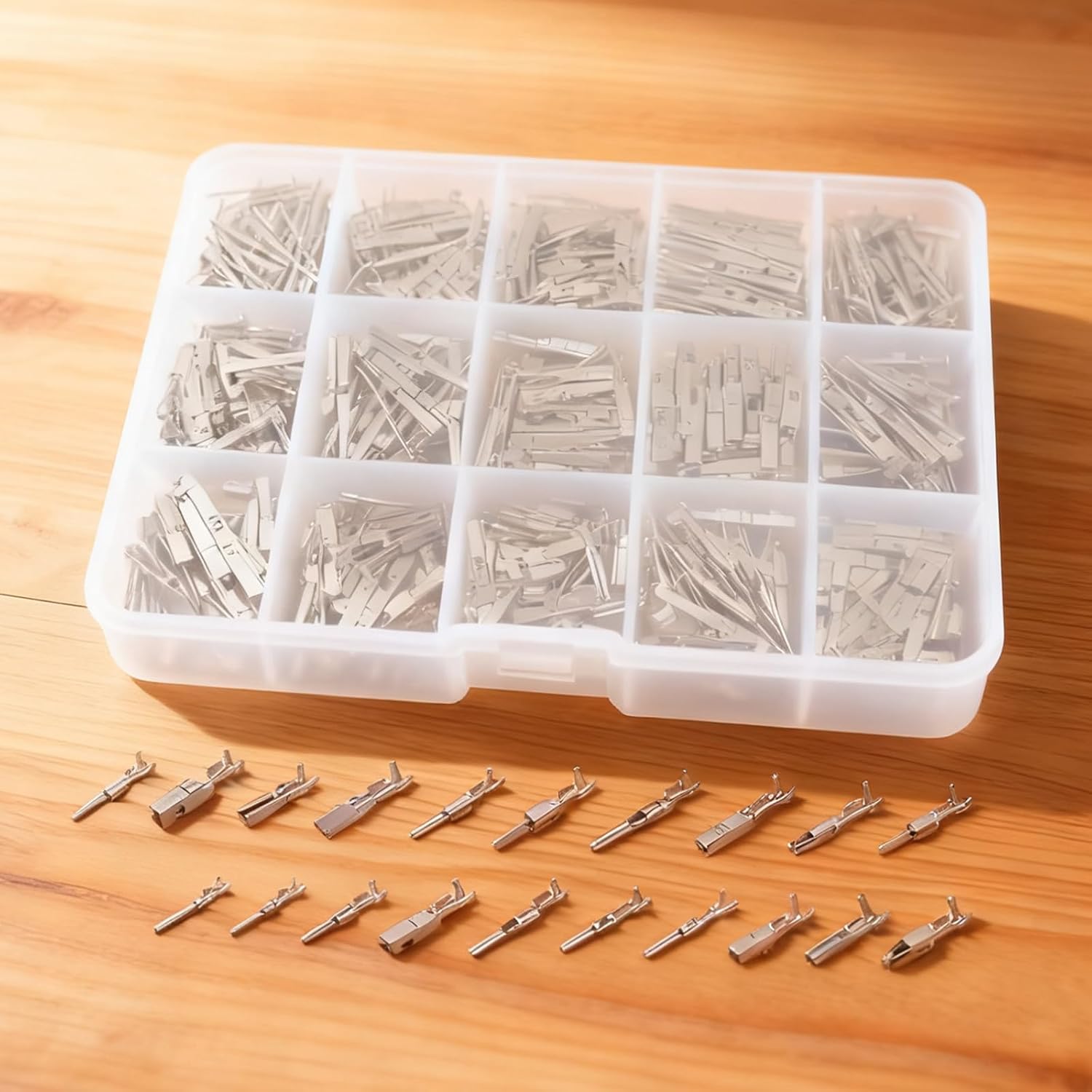 290 Pcs Car Electrical Wire Terminal Pins, 0.04-0.14 in Male Female Crimp Auto Electric Connector Assortment Kit, Tinned Copper