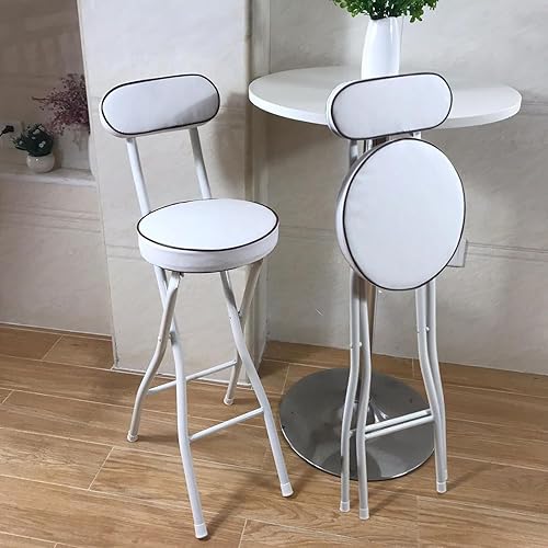 Miniatura 4 de Taburete de bar plegable con respaldo, silla plegable alta de cuero, silla plegable de altura de mostrador, taburetes plegables para adultos,