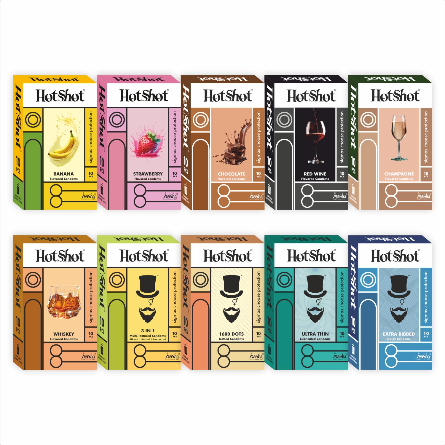 HOTSHOT Condom Men 100 Pack - Multi-Flavored, Ultra Thin, Ribbed & Dotted, Extra Time Delay Protection (Set of 10)-image-6