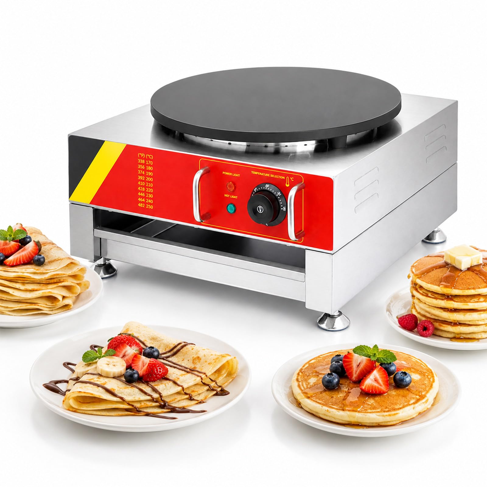 Crêpier Électrique Commercial 220V, Plaque à Crêpes de 16 Pouces