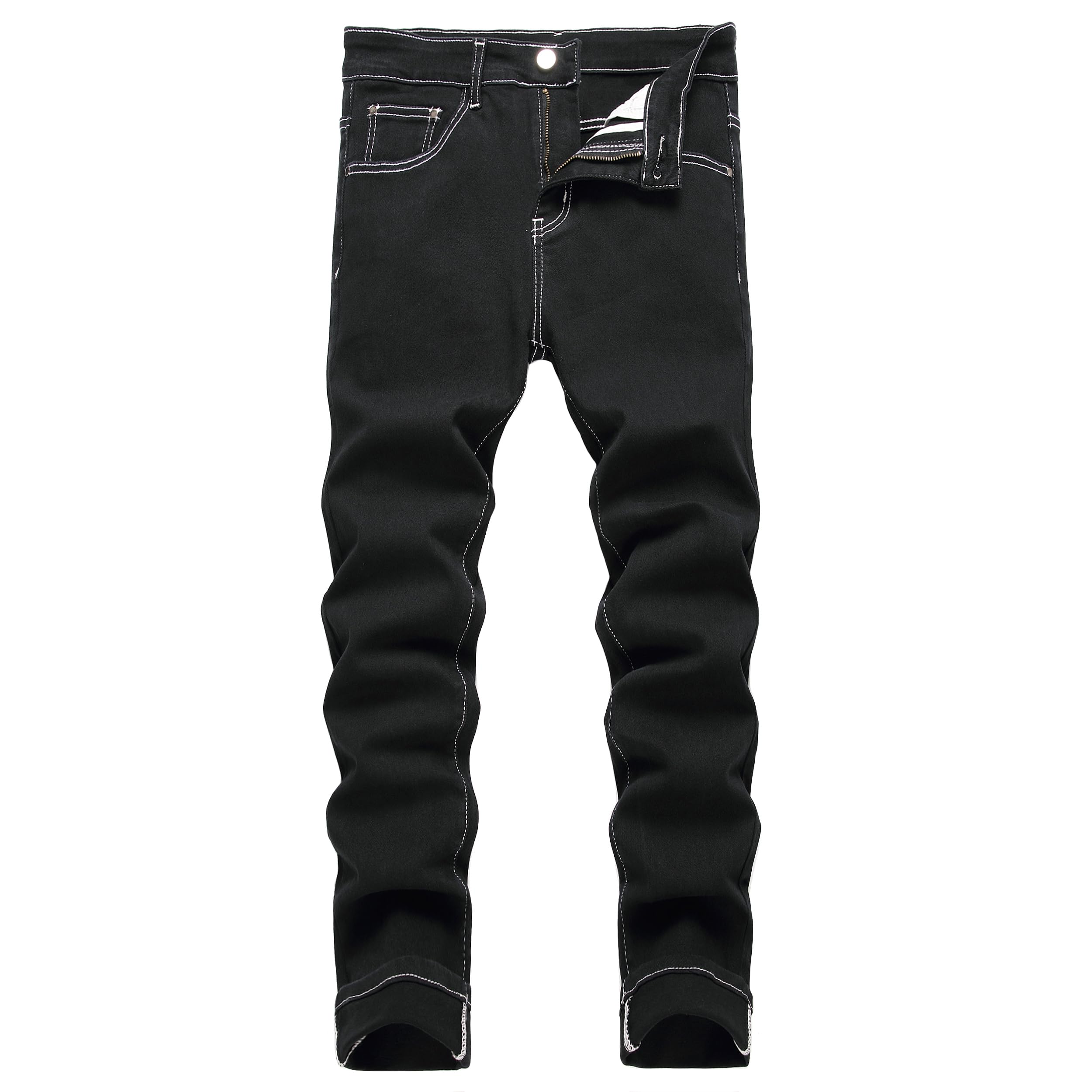 Mens Slim Fit Stretch Jeans Ripped Skinny Jeans for Men Fashion Straight Leg Comfort Flex Waist Cargo Denim