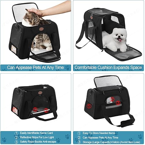 Vista 47 de Transportador de gatos para perros medianos y pequeños, perros y cachorros de hasta 15 libras, aprobado por la aerolínea TSA, transportador