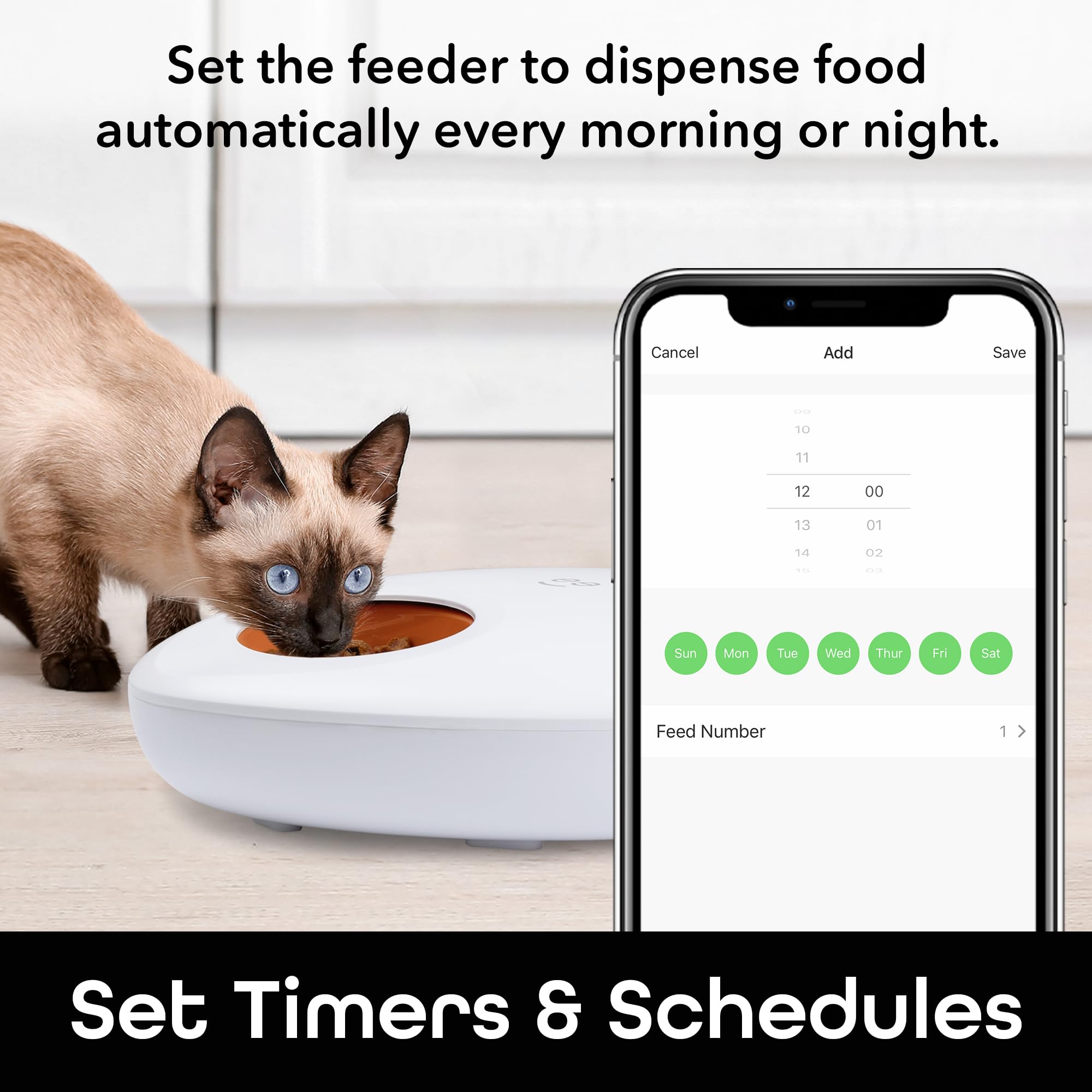 Geeni Smart Pet Feeder, Programmable Dispenser for Wet/Dry Food, App Control, Alexa/Google Compatible, Large Capacity, Battery Powered