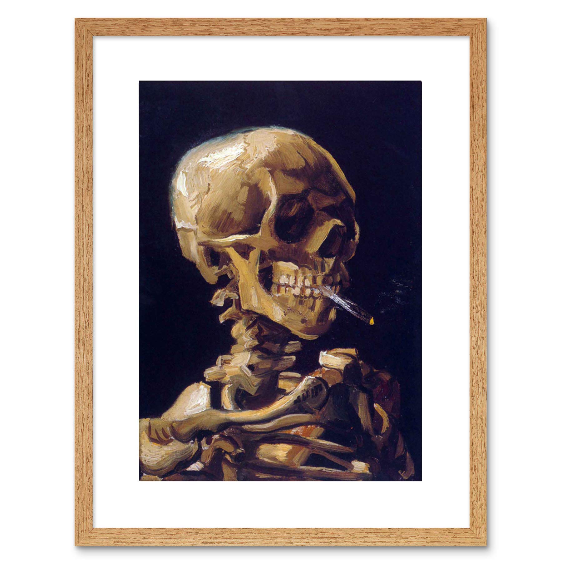 Wee Blue Coo Vincent Van Gogh Skull With A Burning Cigarette Framed Wall Art Print