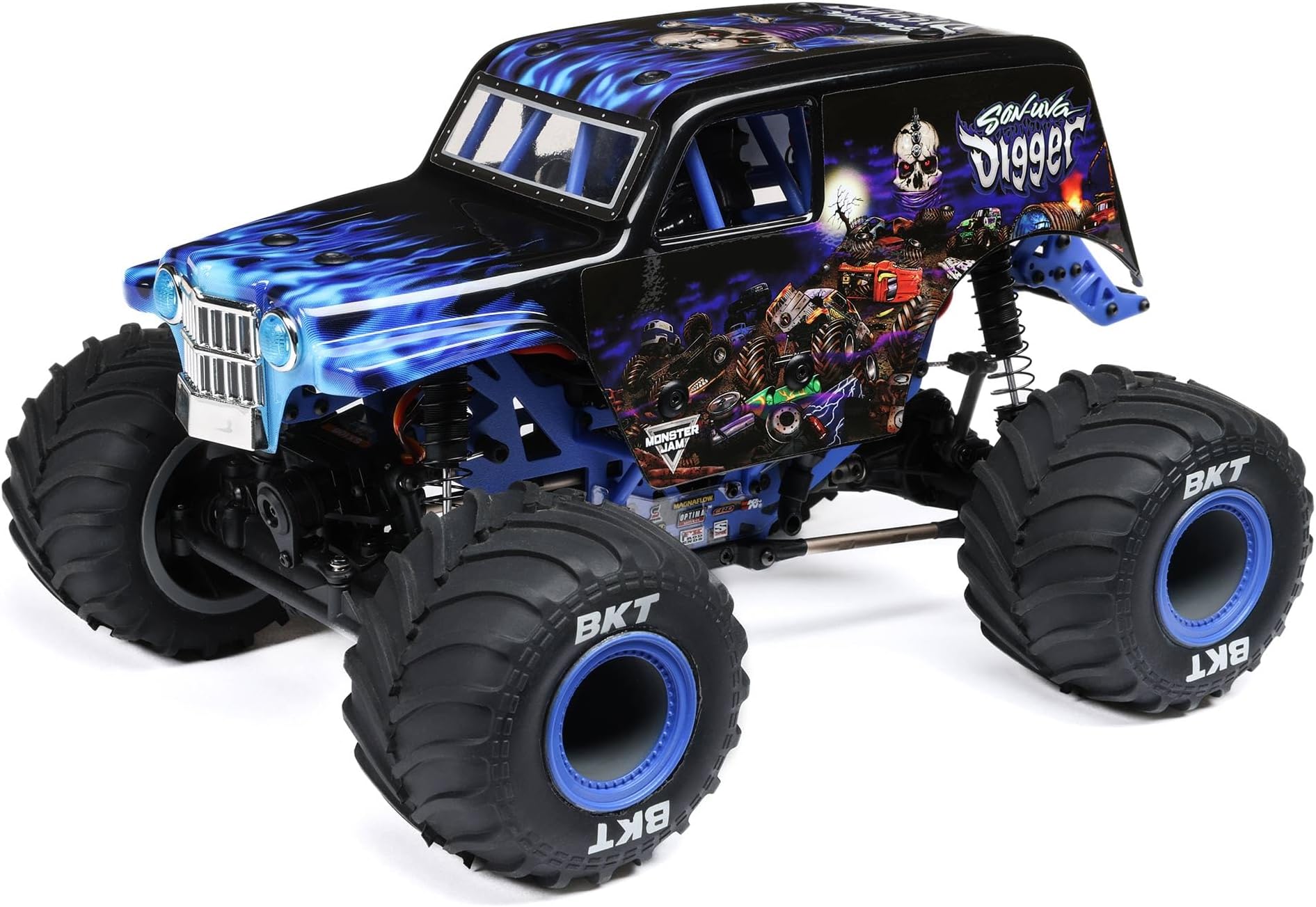 Losi 1/18 Mini LMT Son Uva Digger 2S 4X4 RTR Brushed Monster Truck Battery & Charger Included Blue LOS01026T2
