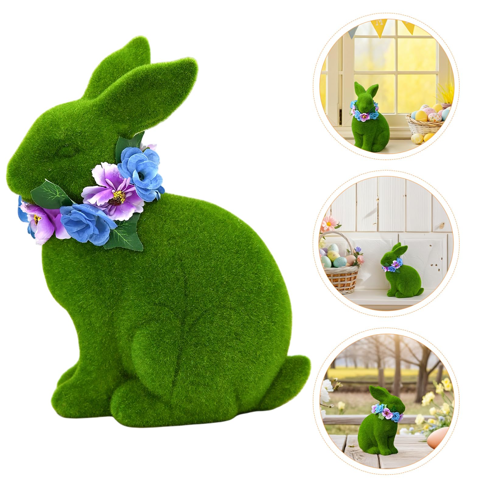 YARNOW Décoration de Pâques Lapin Floqué Vert 25 Cm, Figurine Lapin en Résine Légère pour Jardin et Intérieur, Ornement Printanier pour Table et Fête de Pâques