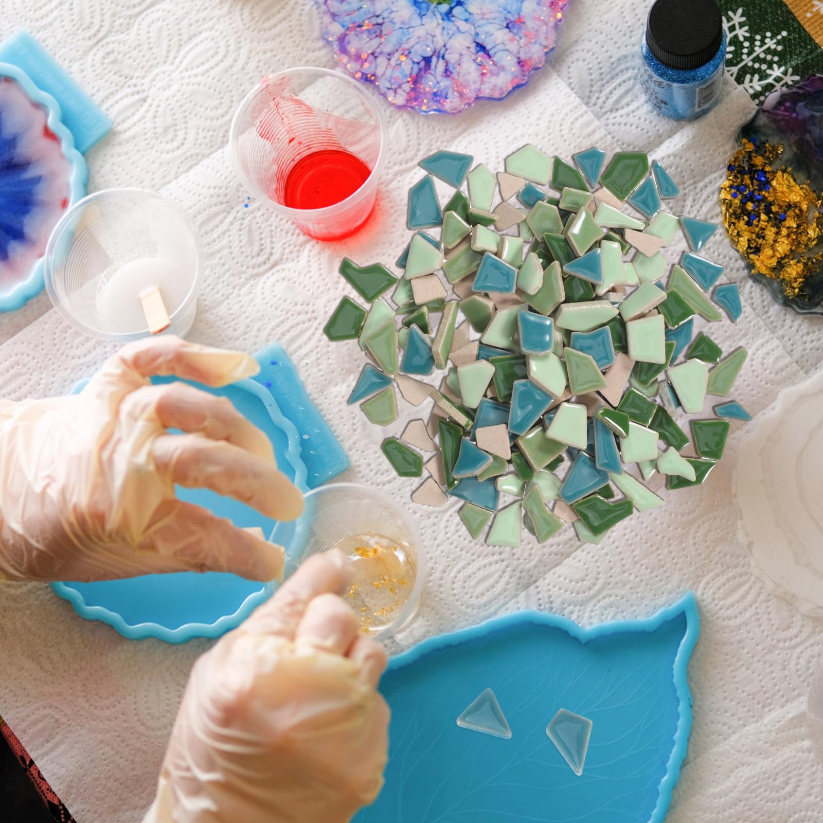 Piezas de Mosaico de Cerámica Irregulares de 200g para Manualidades y Decoración, Surtido Glaseado Práctico y Creativo para Proyectos de Bricolaje