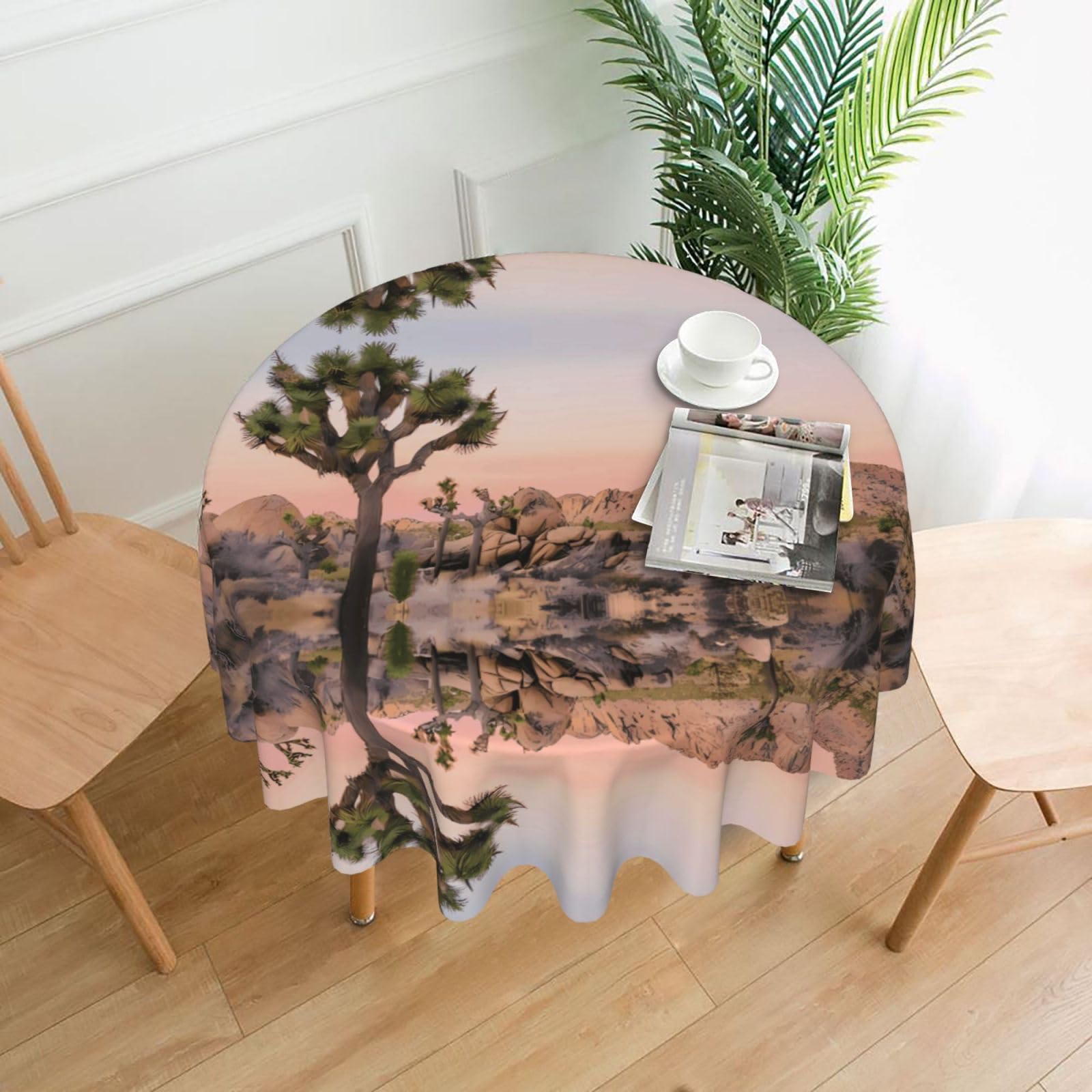 HJFCZH Africa Tree Prints Round Decorative Tablecloth 60in - High-Grade Polyester Throw for Dinners, Weddings & Everyday Use