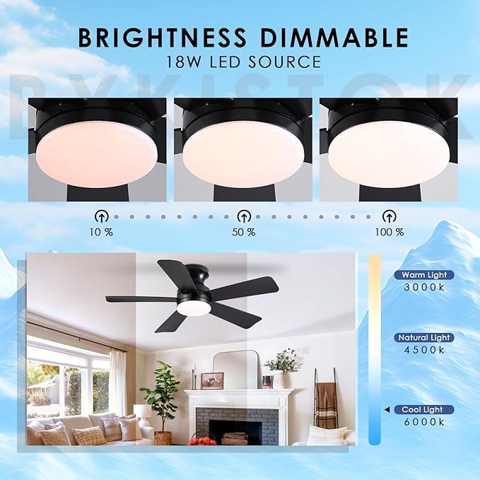 Ventilador de Techo 41 Pulgadas con Luz LED, 6 Velocidades, miniatura 5