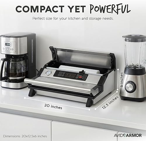 Miniatura 5 de Avid Armor Sellador al Vacío A420XL – Barra de Sellado de 16" de Ancho para Bolsas Más Anchas, Compatible con Rollos de 50 pies, Sella Múltiples