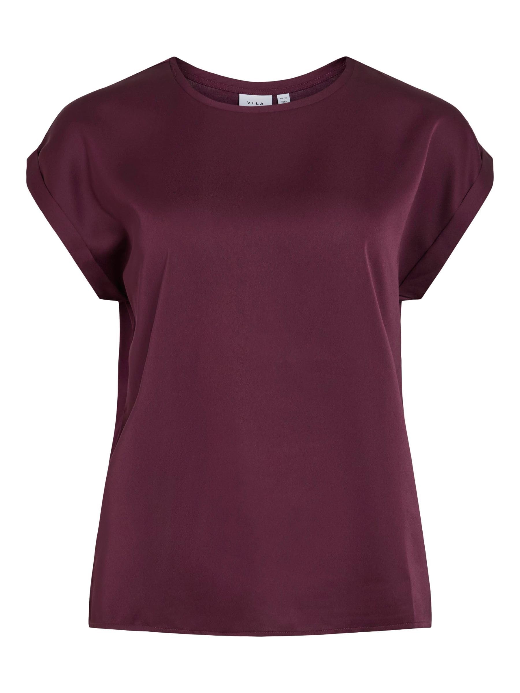 Vila Noos 14059563 Women's Variety S/S Satin Top, FIG, 16
