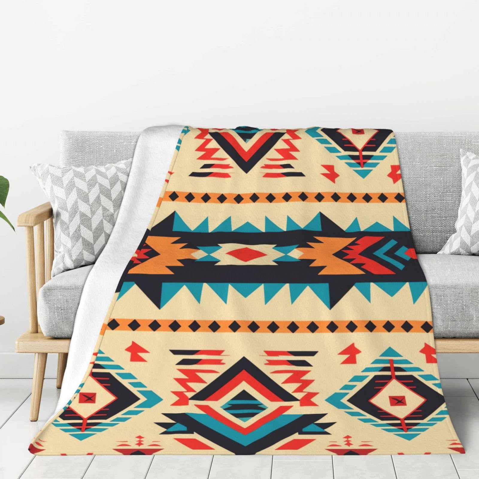 Native American Throw Blanket Plush Flannel Fleece Blanket, Soft Lightweight Cozy Blankets 60"X50" for Bed Couch Sofa Travel
