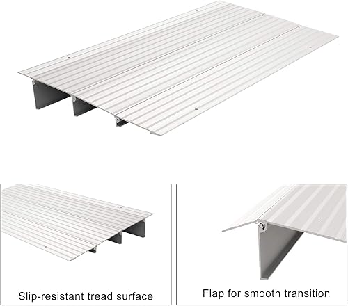 Miniatura 3 de OMECAL Rampa de umbral de elevación de 3 pulgadas para sillas de ruedas, rampa de entrada de movilidad de aleación de aluminio ajustable para