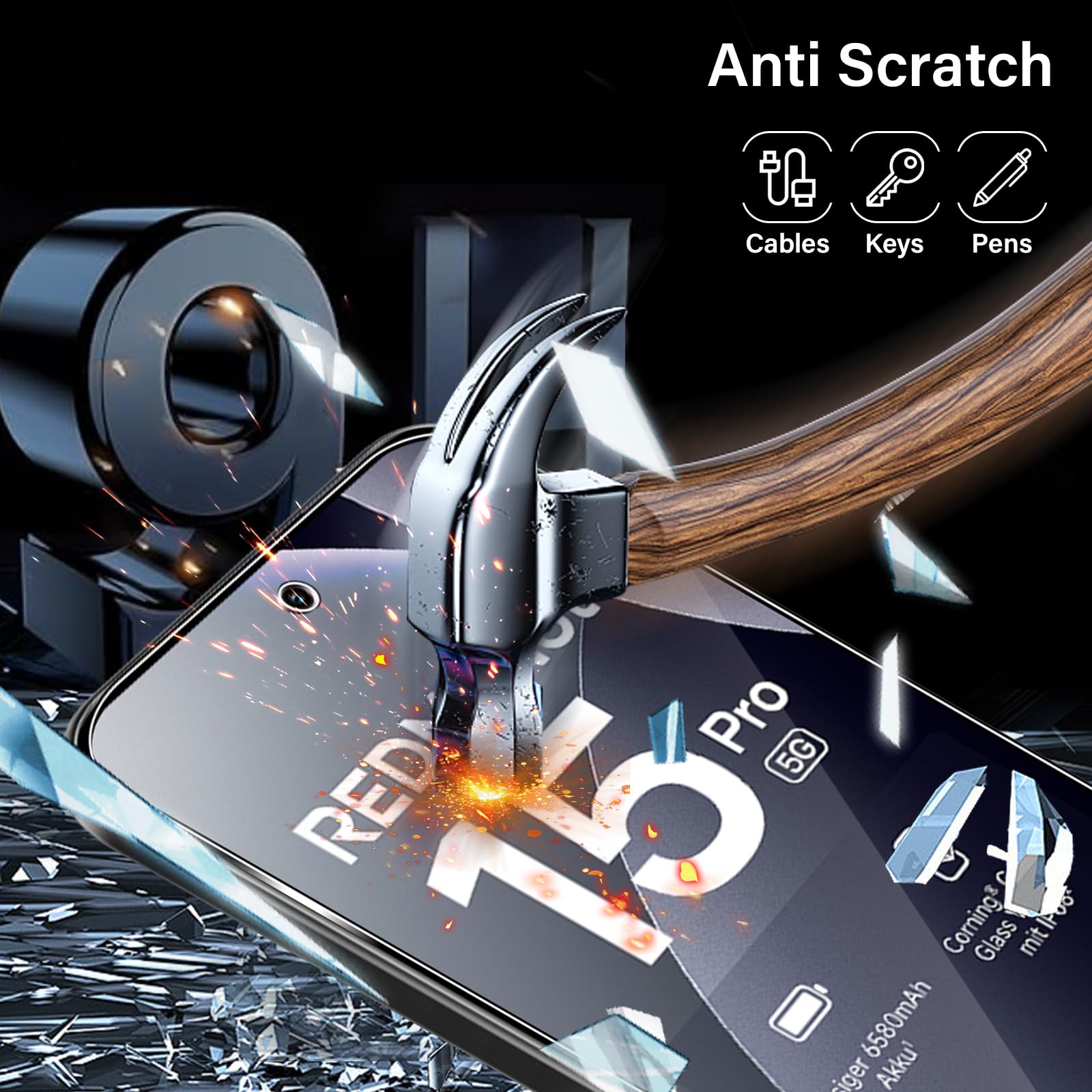 Szkło hartowane dla Xiaomi Redmi Note 15 Pro 5G 6,83" (Bez 4G), 3 sztuki ochrony ekranu i 3 sztuki ochrony tylnego aparatu Mi, 2.5D Szkło ochronne, przeciw zarysowaniom, twardość 9H Glass HD