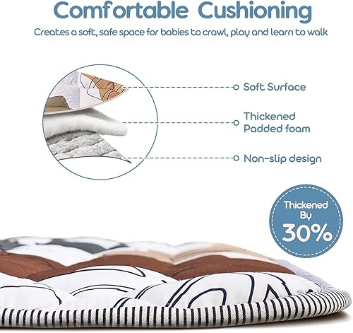 Miniatura 5 de FLAGAV Tapete de juego para bebés y niños pequeños, extra grande de 50 x 50 pulgadas, tapete de juego plegable de espuma, tapete reversible suave y