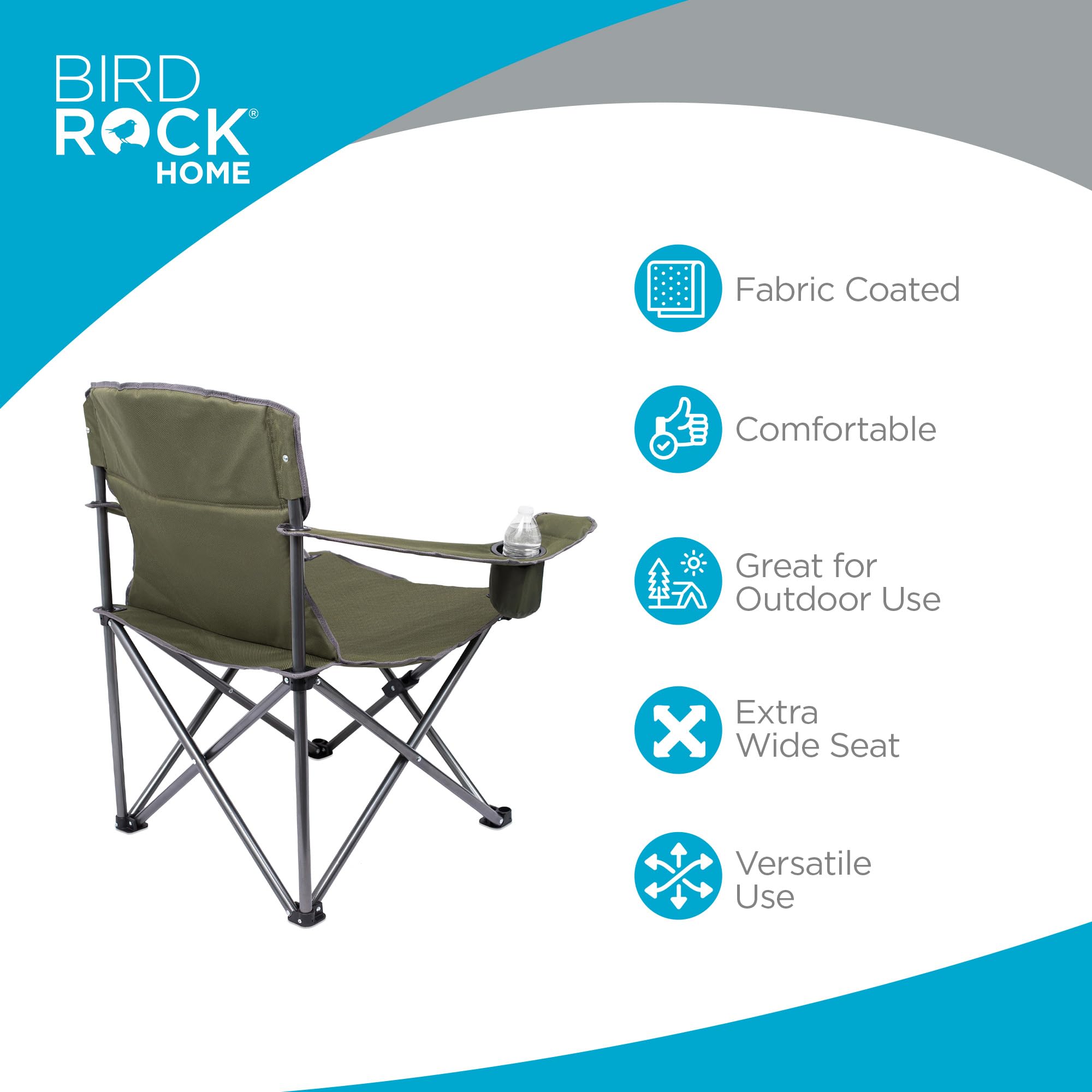 Northroad Oversized Portable Camping Chair, Full Padded Outdoor Folding Chair Support 350 LBS, Heavy Duty Lawn Chair With Cup Holder, Cooler Bag, Lumbar Support, Head Pocket For Adult-Black - View #6