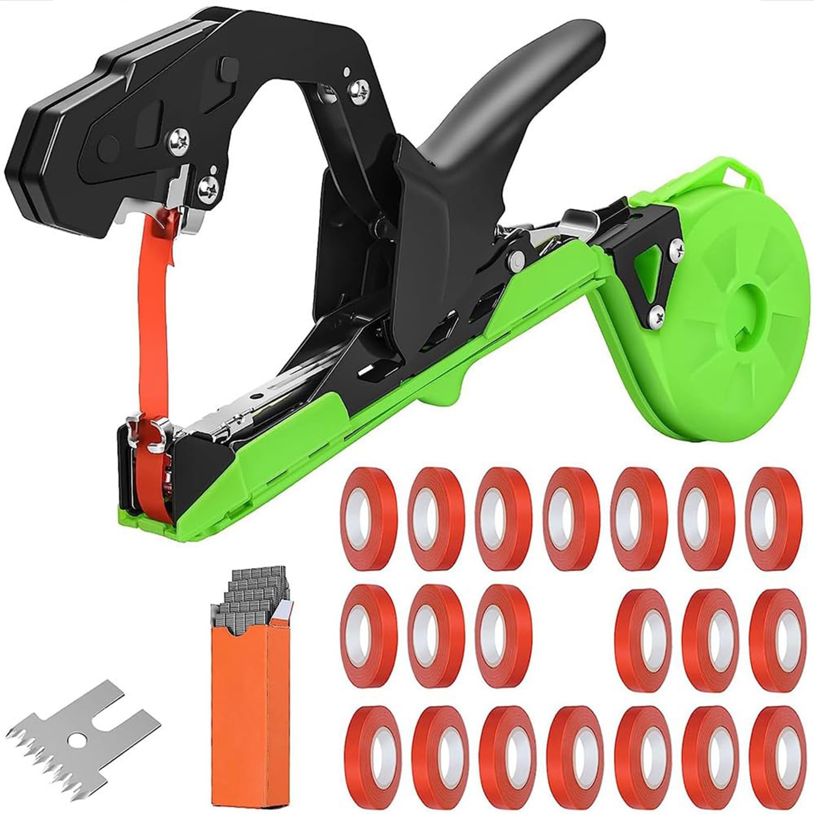 CVJdfhRE plant ties， Manual Plant Tying Machine - Gardening Vine Tool with 20 Rolls of Tapes, Maximum Binding Diameter 45mm