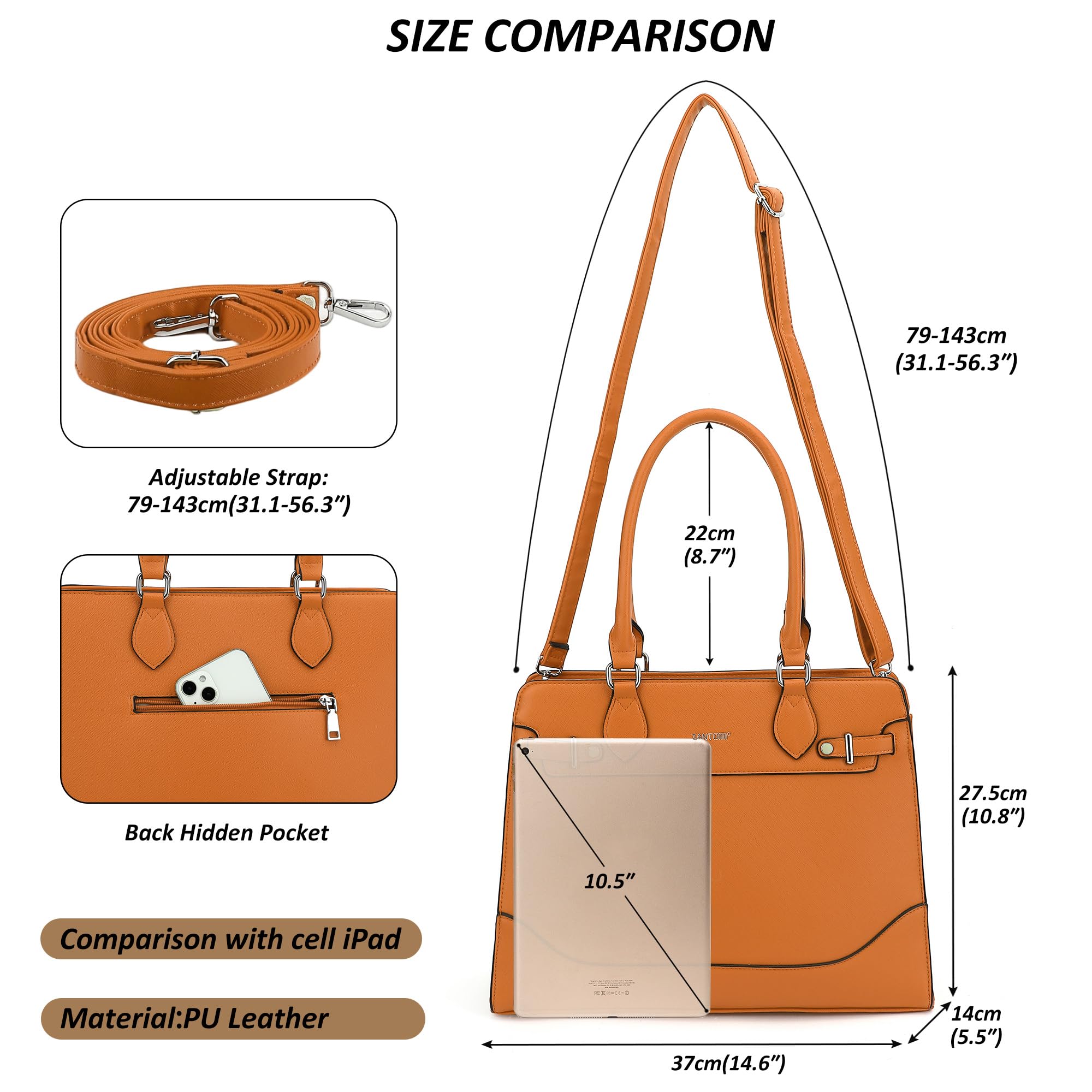 TANTOMI Bolsos de mano para mujer, bolsa de hombro simple con cremallera para trabajo casual