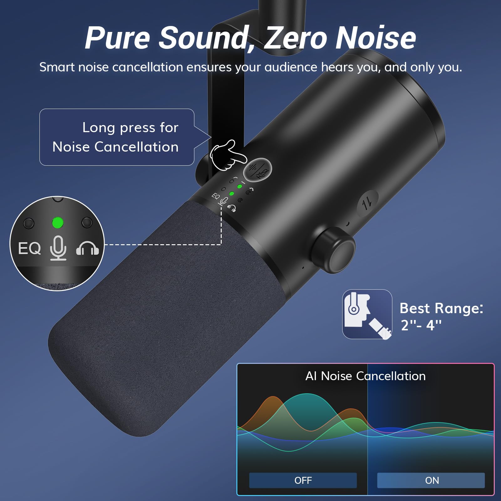 TONOR TD510 AIR H+ Micro Gaming Dynamique USB/XLR Cardioïde avec Bras de Support pour Podcasting, Streaming, Enregistrement Vocal