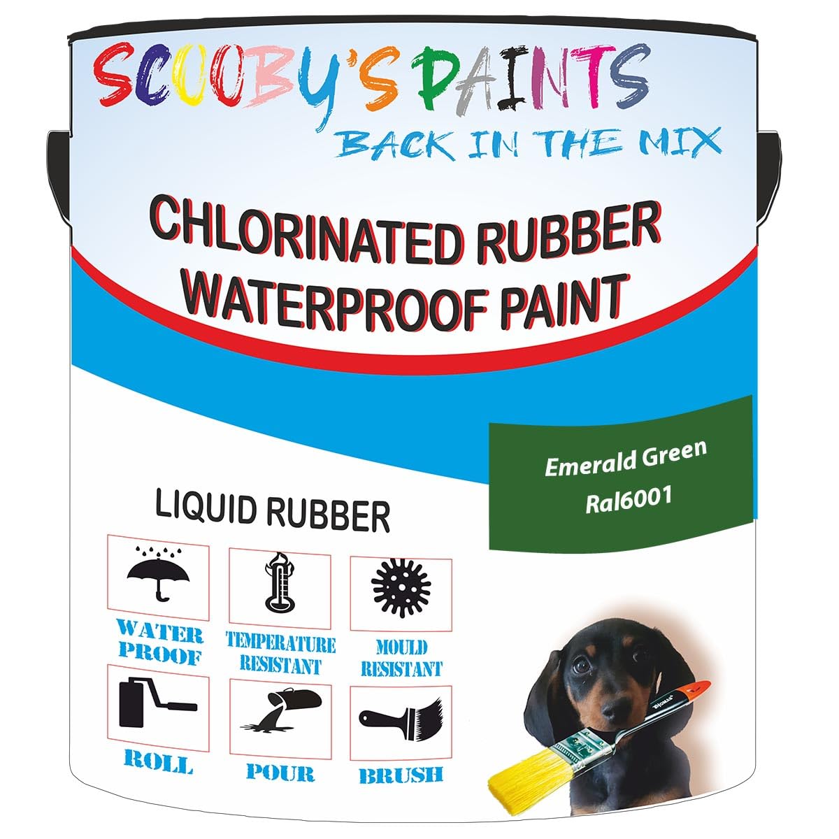 Scooby's Paints Chlorinated Rubber Waterproof Paint, Liquid Rubber (Emerald Green Ral6001, 1 Liter) โ image 1