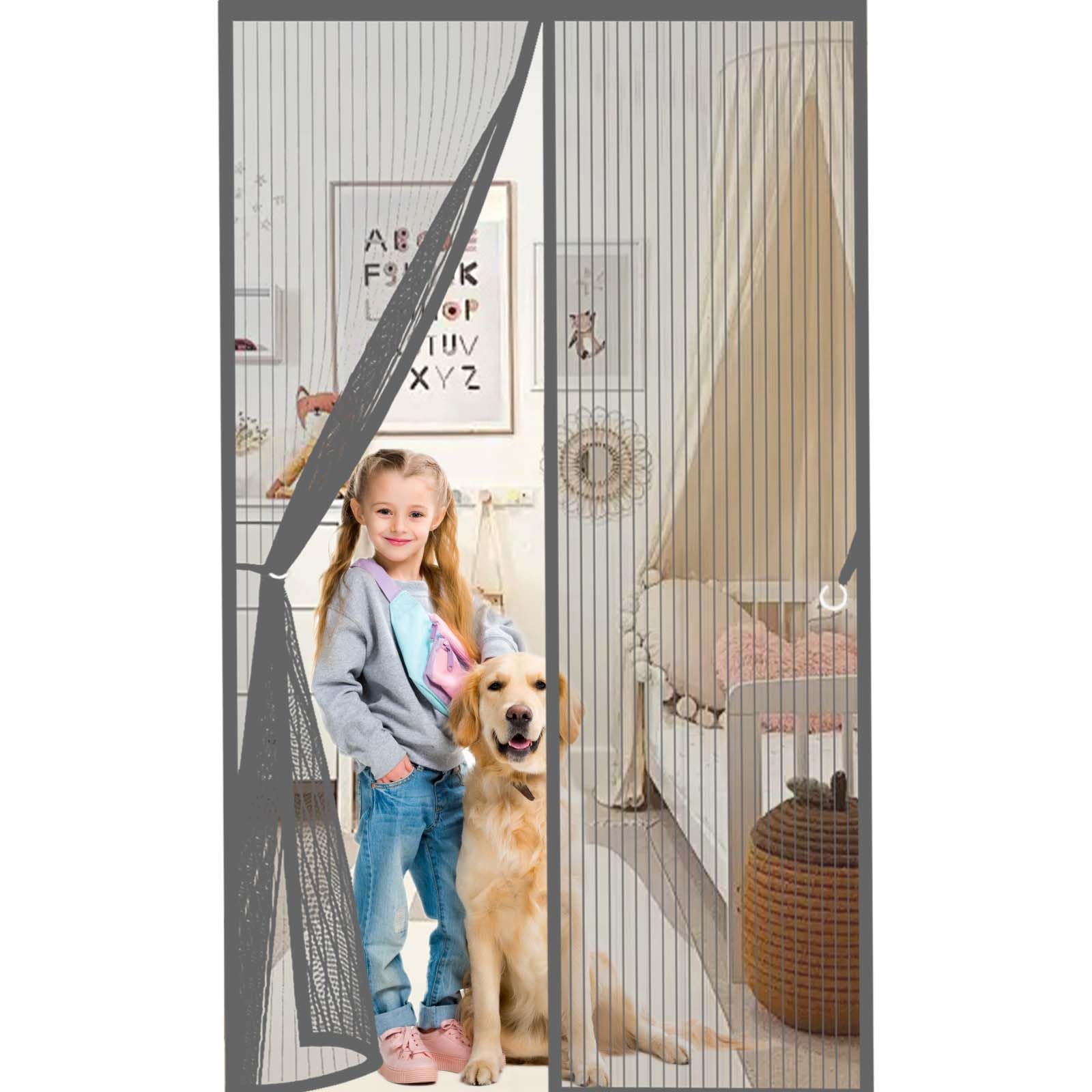 Magnetic Fly Screen for Doors 148x192cm(WidthxHigh) Durable, Keeps Bugs Out, Kid and Pet Friendly Fly Screen Door Mesh Curtain Hundreds of Sizes, Lets Fresh Air in, Grey
