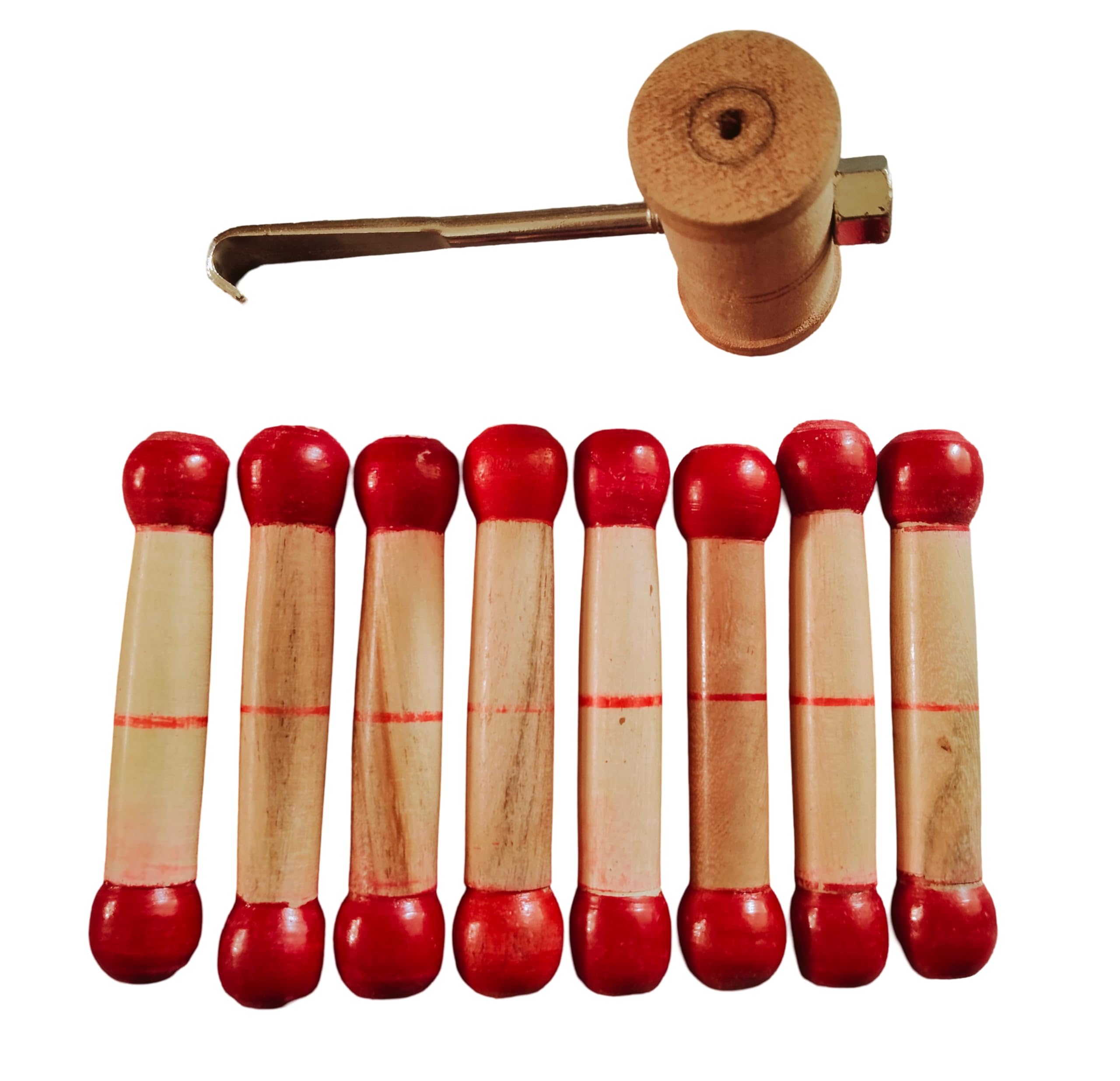 BHAVICREATION -Handmade 8 WOODEN Tabla Bayan Gatta WITH 1 Tabla Hook for pulling tabla strap (hook with gatta) - Image 6 thumbnail