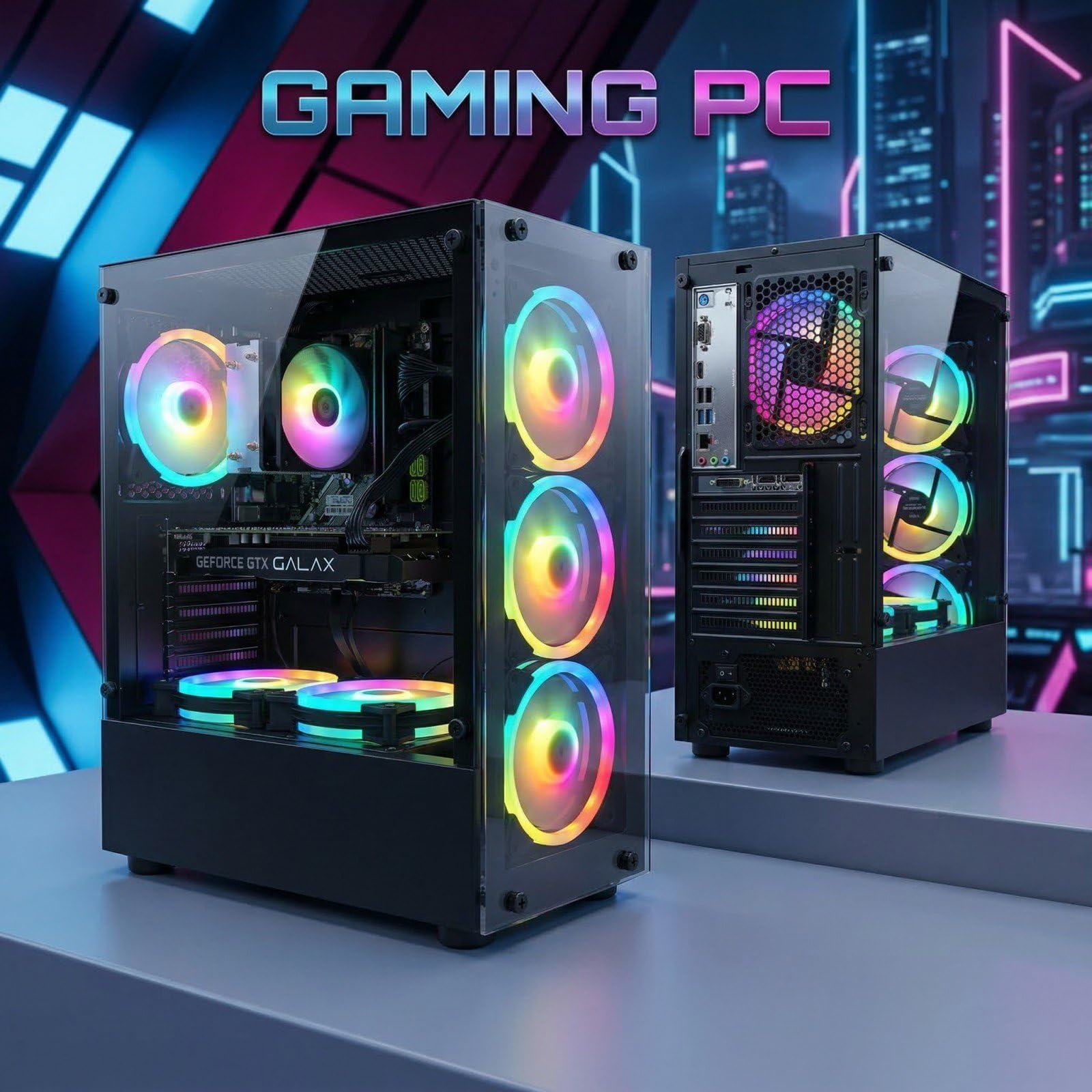 STGsivir PC Gamer Fixe, Ordinateur Gaming, Core i7 up to 3.9 GHz, Geforce GTX 1660 Super 6Go GDDR6, 16Go RAM, 512Go SSD, WiFi6, BT 5.0, Ventilateur RGB x6, Windows11 Pro