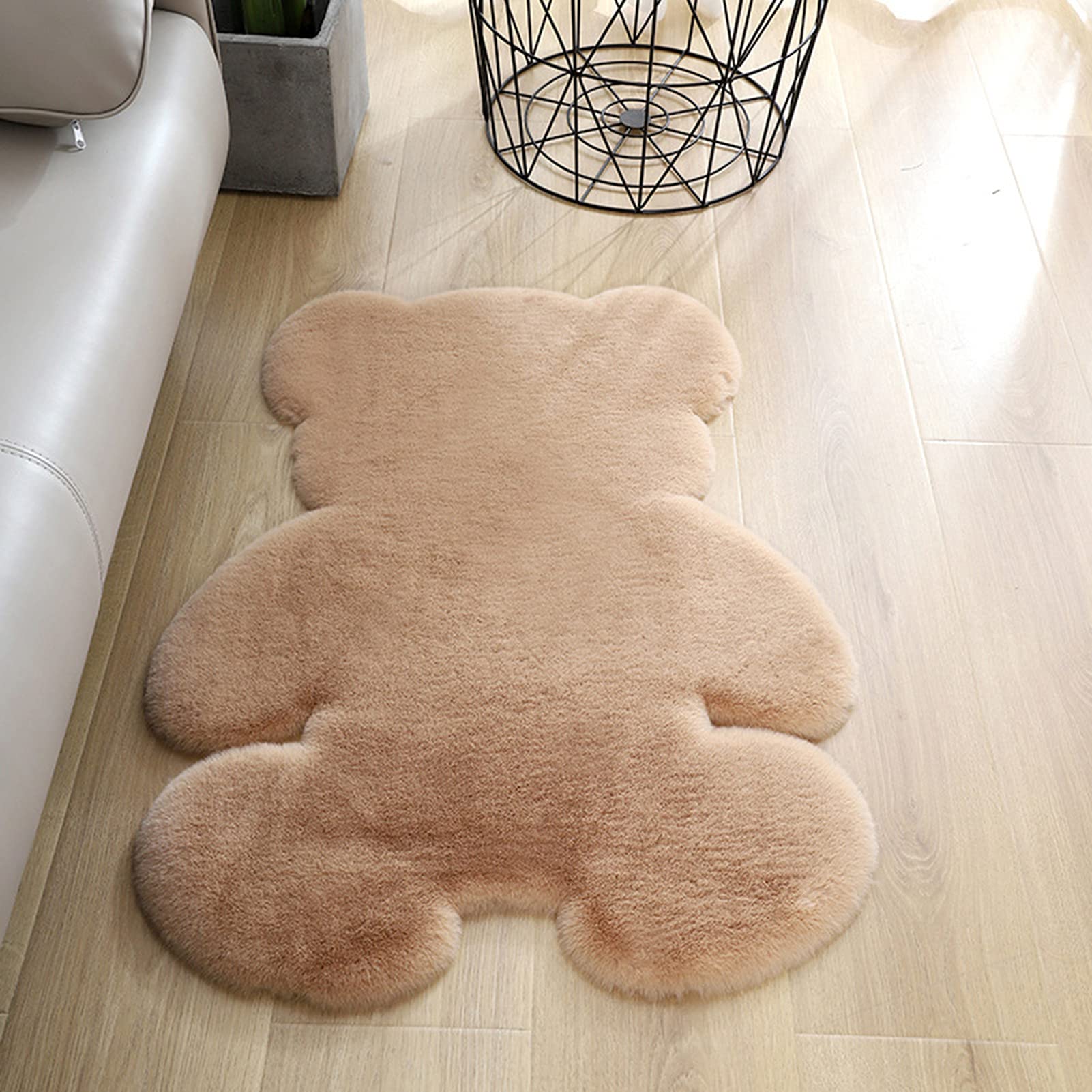 Kunstfell Bären Teppich, Teppich Hochflor Flauschig, 75x105cm | Teppich Bär für Wohnzimmer, Schlafzimmer & am Bett, Polyester-Acryl-Mischung, Plüschig & Shaggy, Süßes Zimmerdeko, Braun