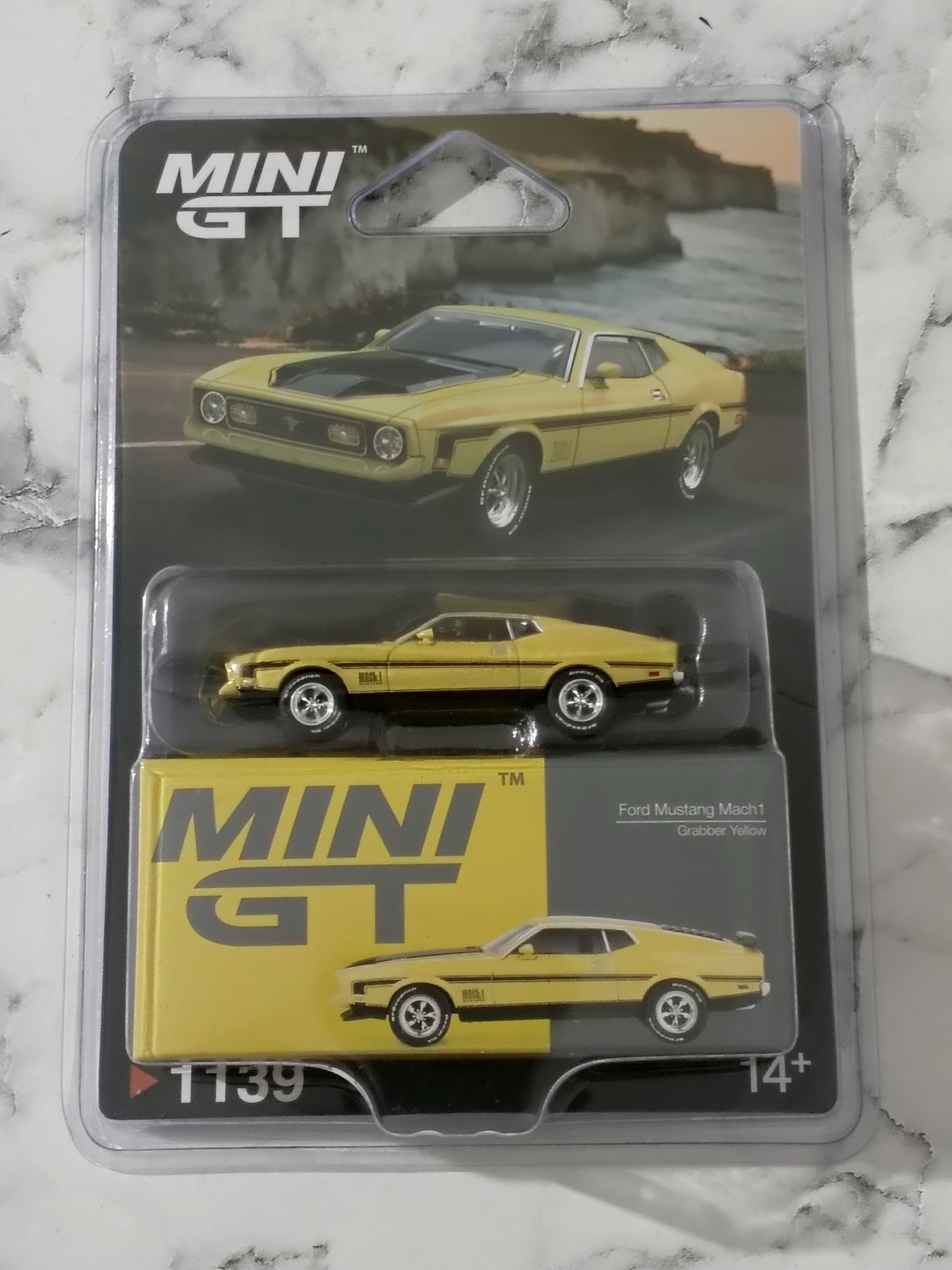 MINI GT Mach1 – Grabber Yellow 1/64 Diecast Model Car MGT01139